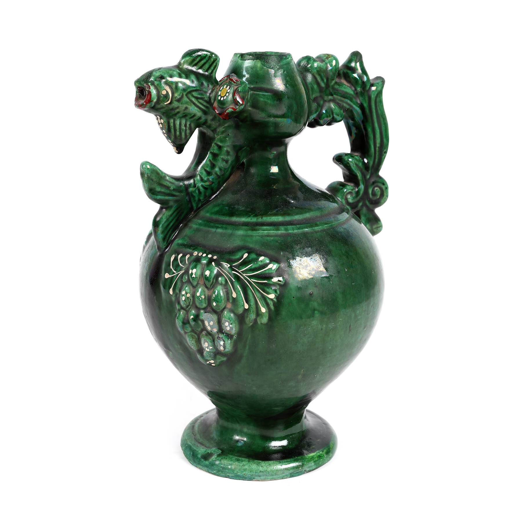 Tradional weeding Jug, decorated with copiousness synbols - the carp and the grapes, Curtea de Arge? Center 