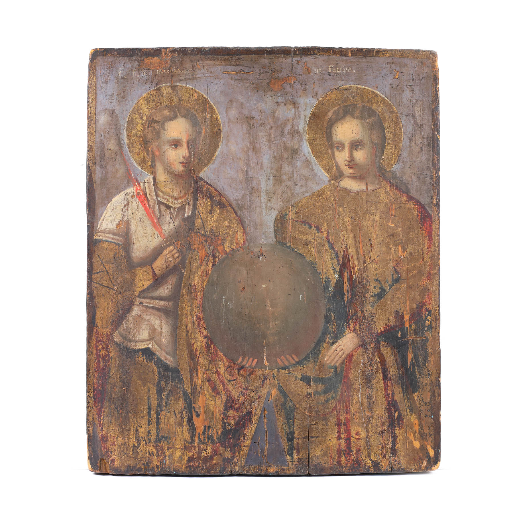 "The Archangels Michael and Gabriel", Romanian School, from sculptor George Apostu's collection