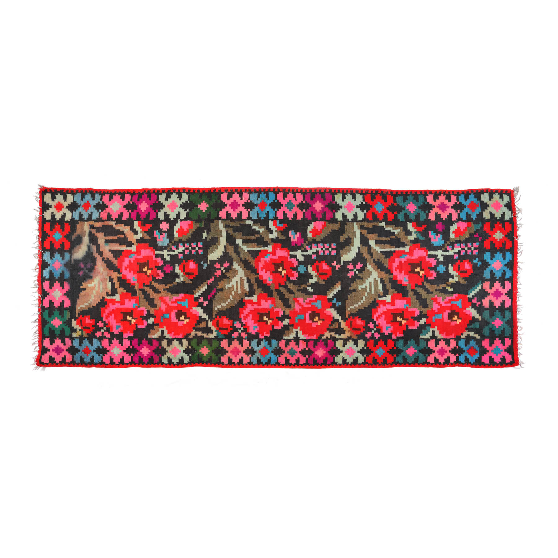Bessarabian wool rug, decorated with rich floral motifs, Moldavia