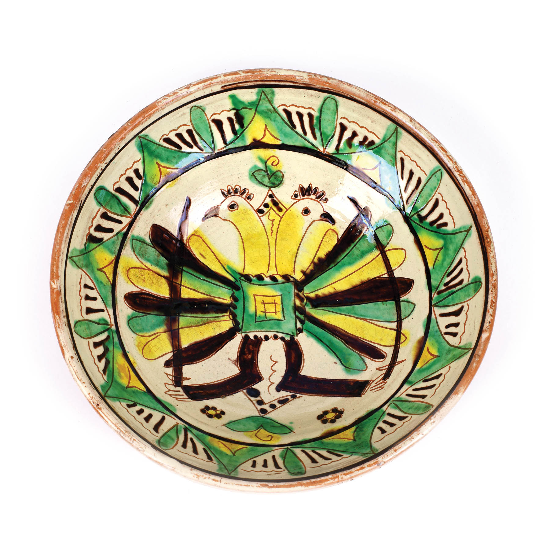Kuty ceramic bowl, decorated with the two-headed eagle, signed Constantin Colibaba