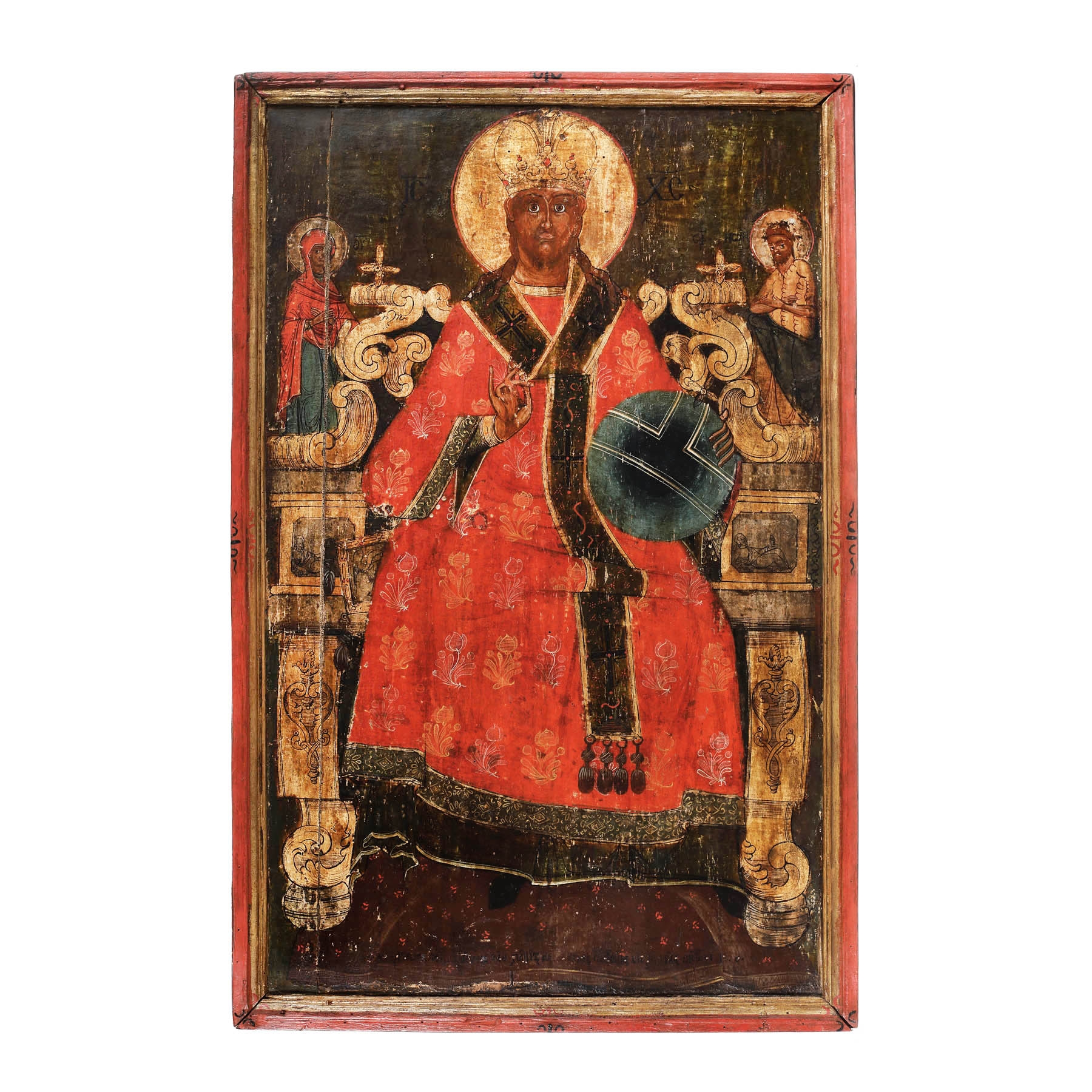 Icoană împărătească pe lemn, ”Iisus Hristos Împărat și Mare Arhiereu”, Țara Românească, școală post-brâncovenească, jumătatea sec. XVIII