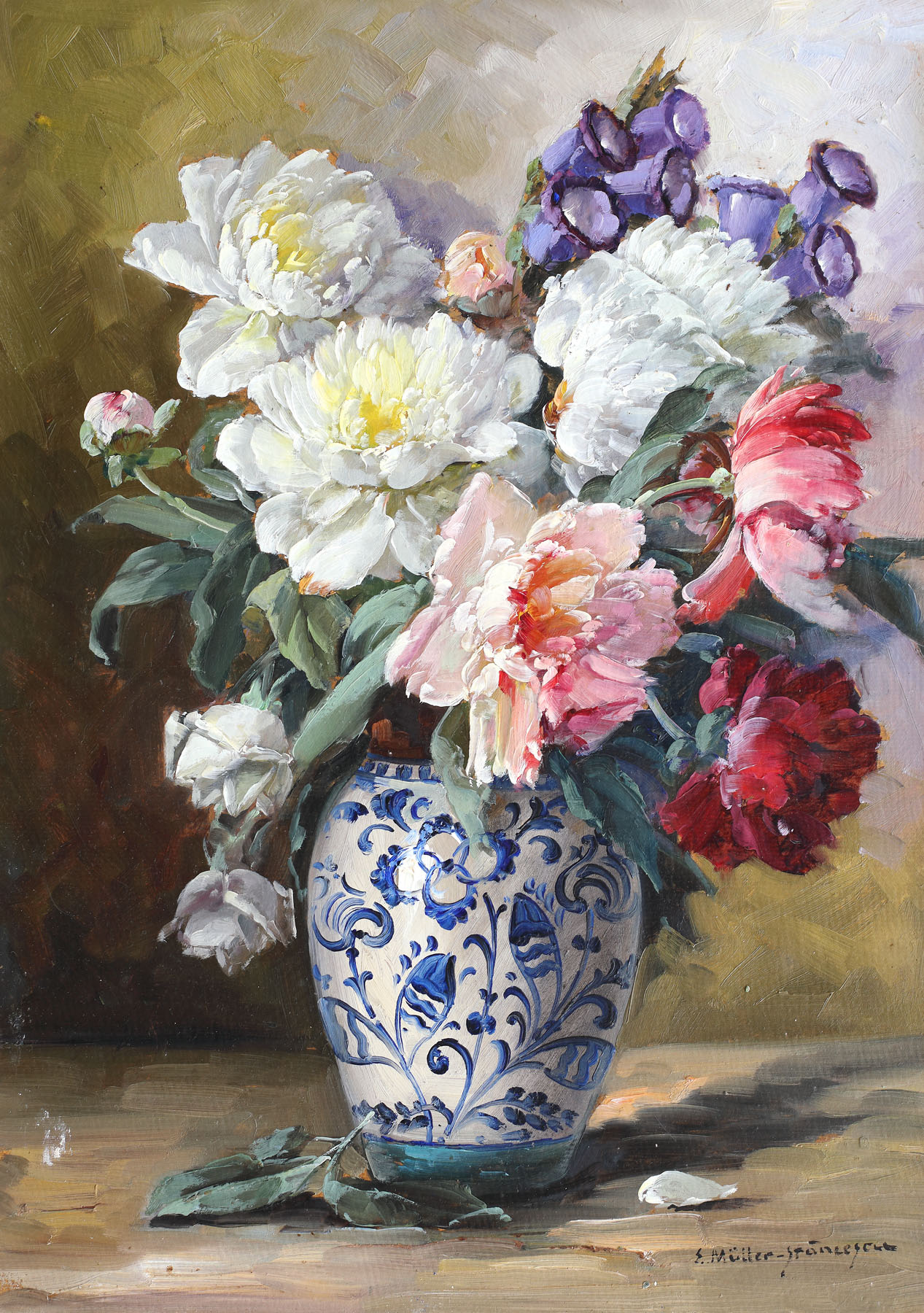 Peonies in a dutch vase