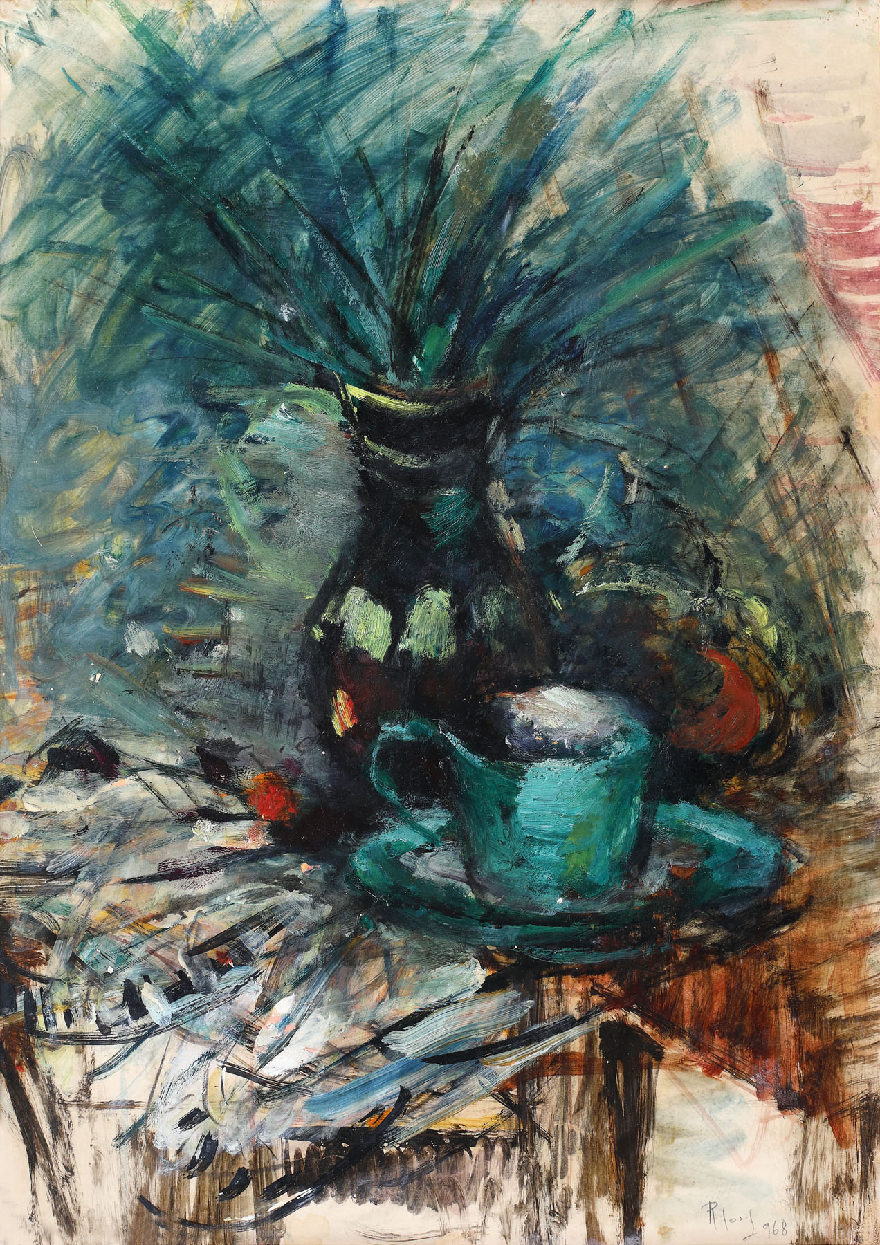 Still life with jug and coffee cup