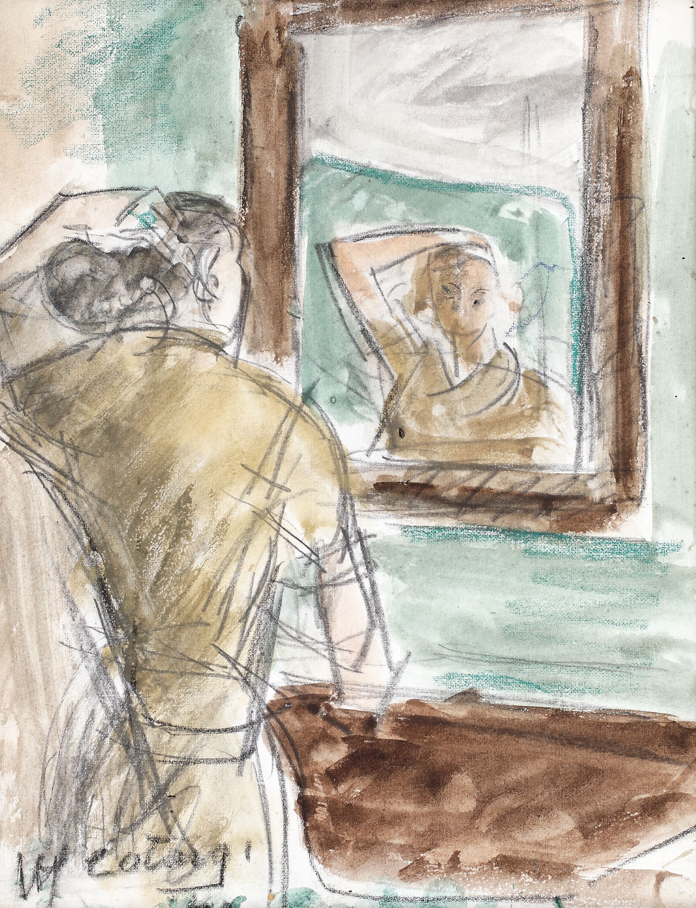 At the mirror
