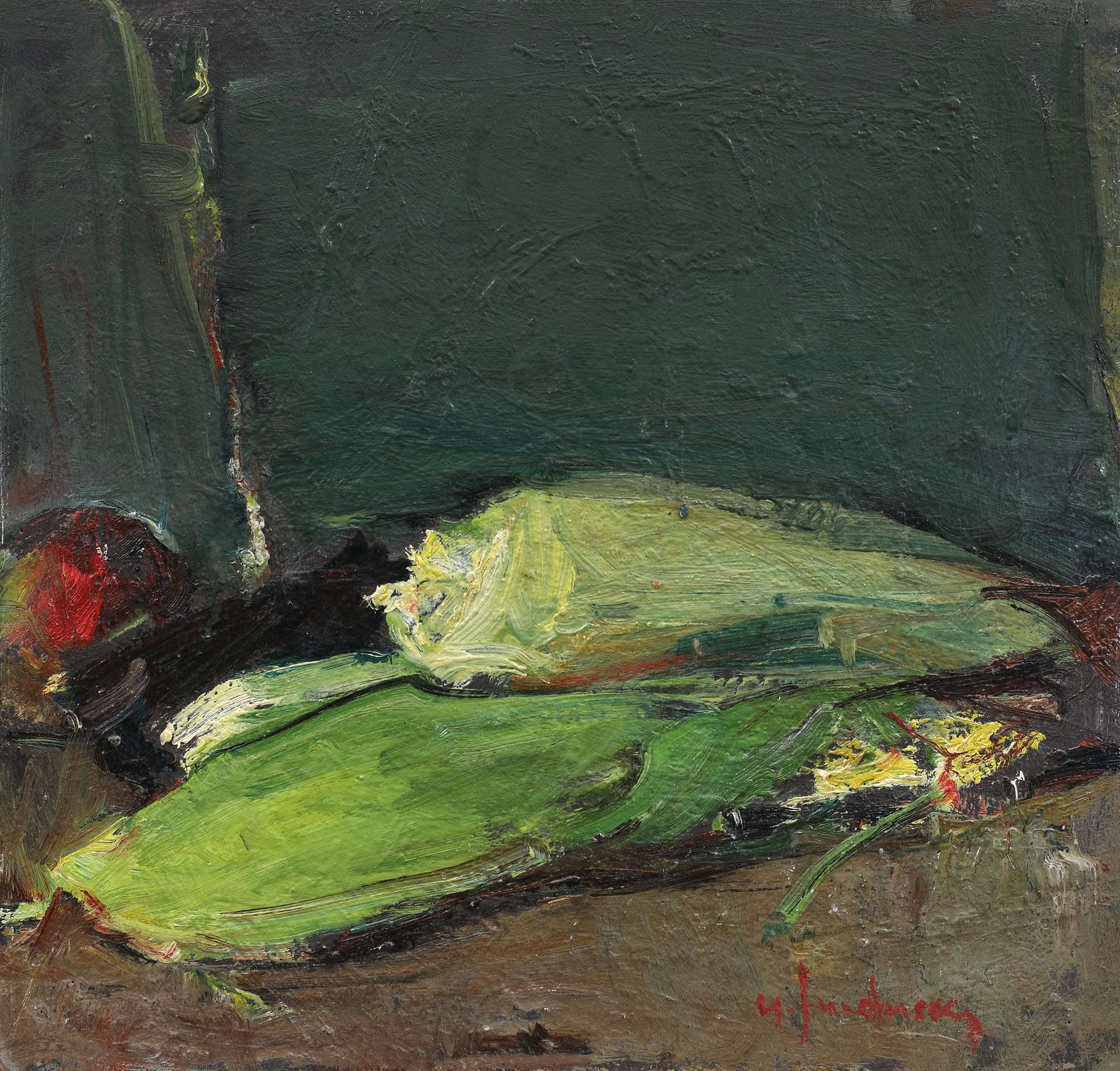 Still life with corn and vegetables