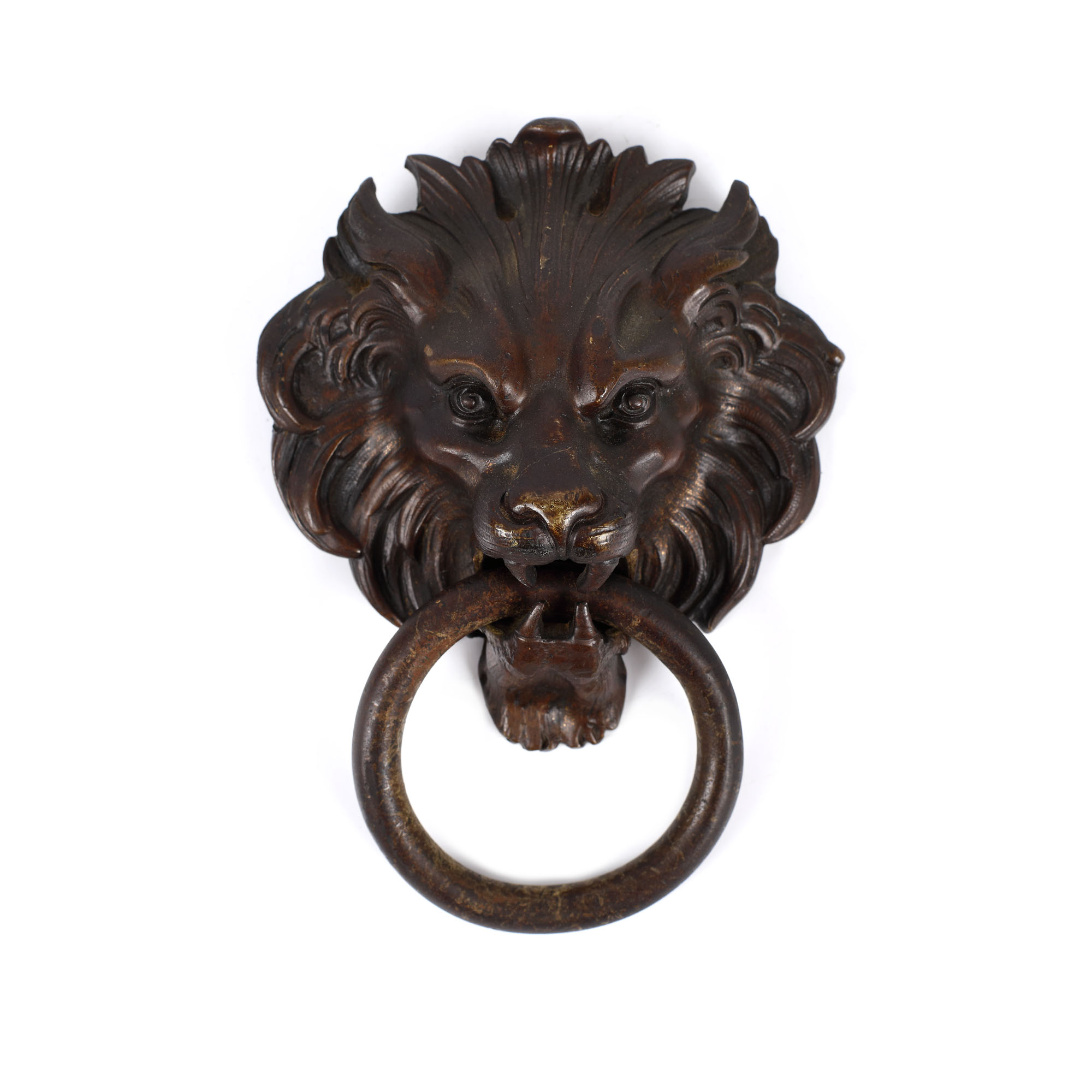 Piesă ornamentală Empire din bronz, pentru ușă, în forma unui cap de leu, cca. 1820, piesă de colecție 