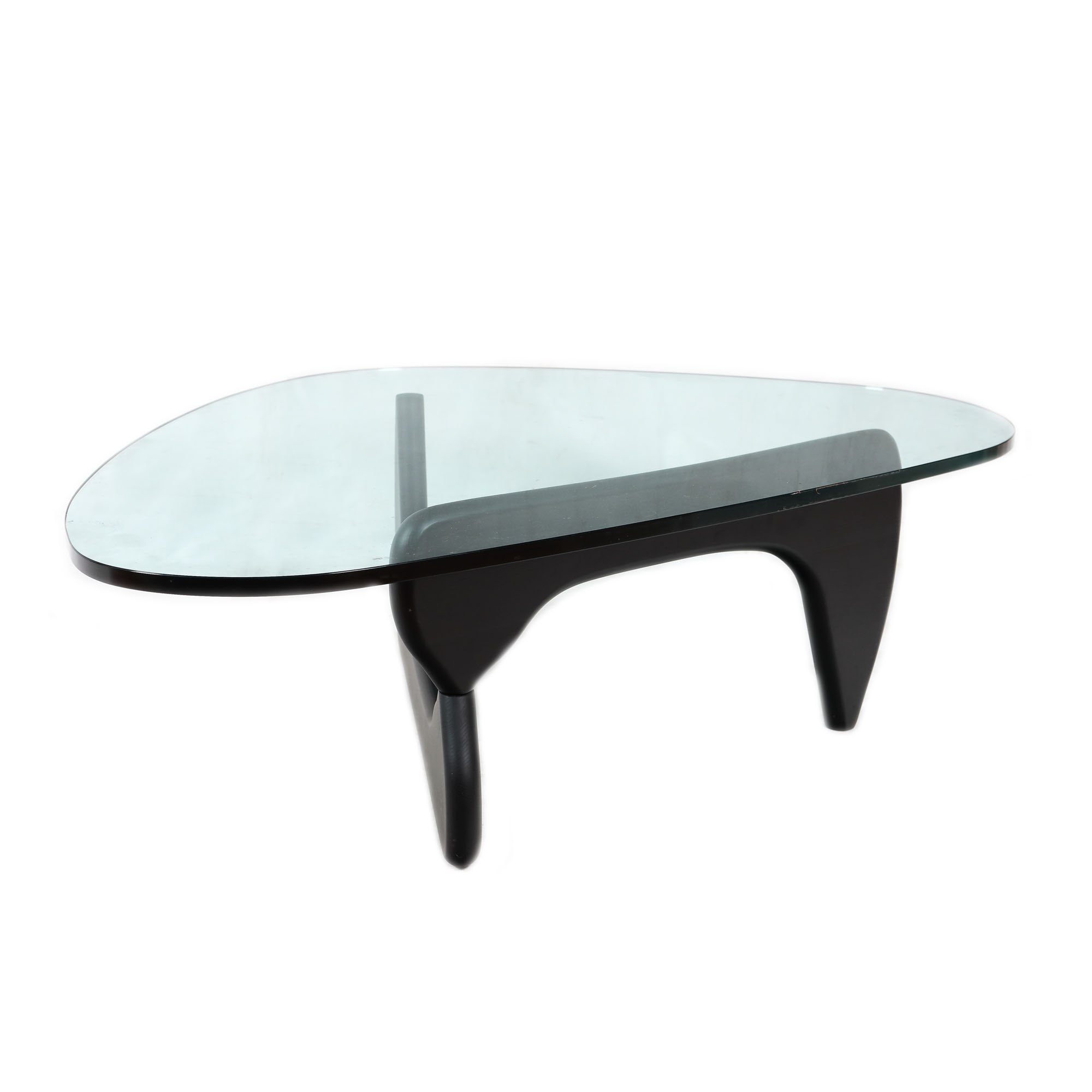 Iconică masă de cafea, din lemn și sticlă, designer Isamu Noguchi, provine din colecția Jean-Philippe Guilbert