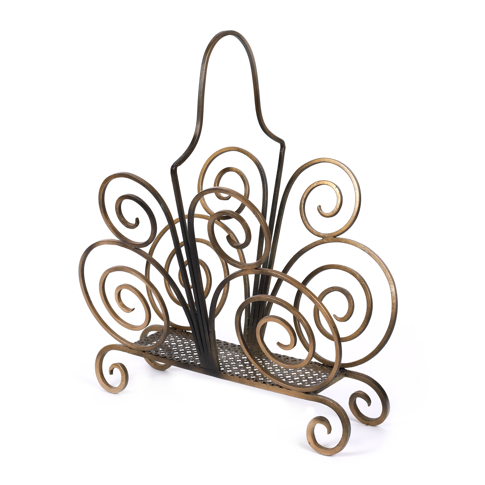 ”Butterfly” - suport Art Deco, pentru reviste, atribuit Paul Kiss, din fier forjat parțial aurit, cca. 1930-1950