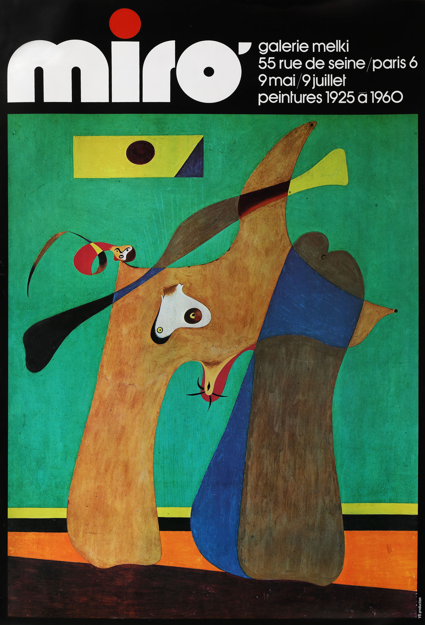 Afiș al unei expoziții Joan Miró, de la Galeria Melki, Paris, cca. 1960