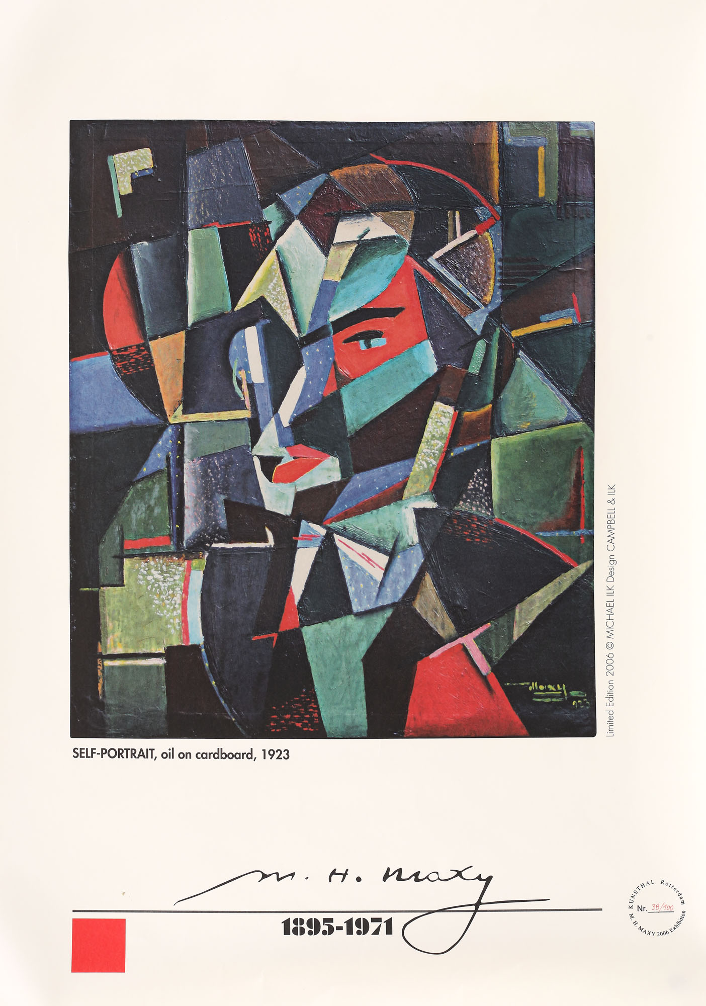 Afiș de promovare, ilustrând lucrarea "Autoportret", de Max Herman Maxy