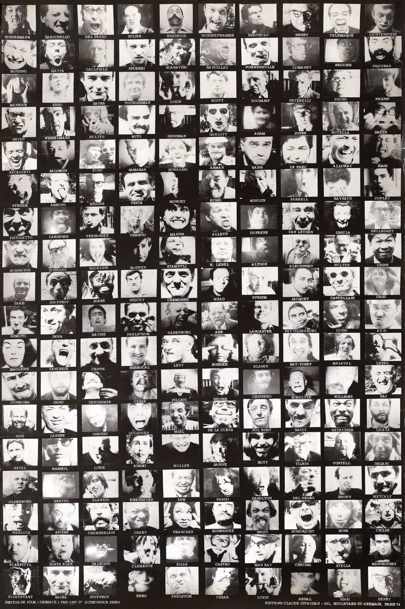 Afișul filmului Grimace de D'Gudmundur Erro, 1967-1968