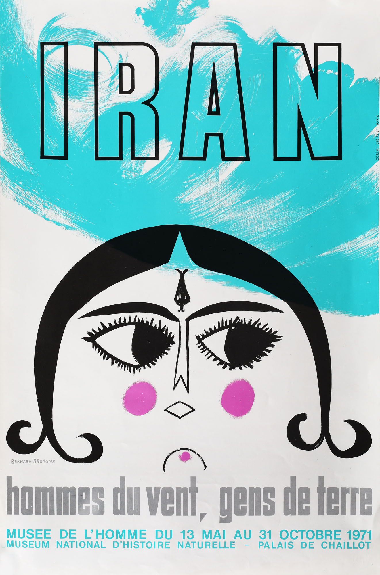 Afișul expoziției "Iran -  Hommes du vent, gens de terre" , de la Muzeul de Istorie Naturală, Paris, 1971