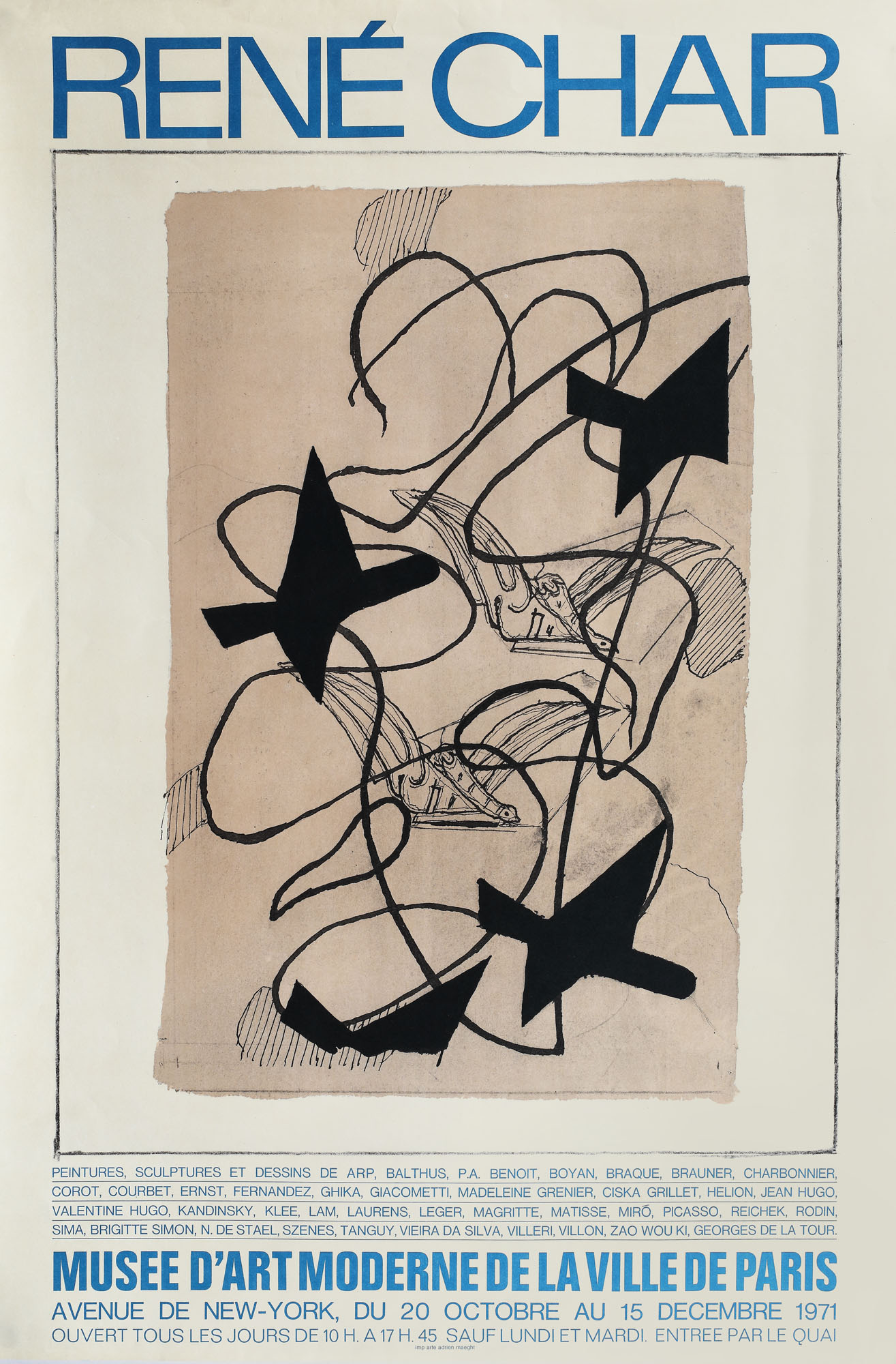 Poster of a René Char exhibition, from Musée d'Art Moderne, Paris, 1971