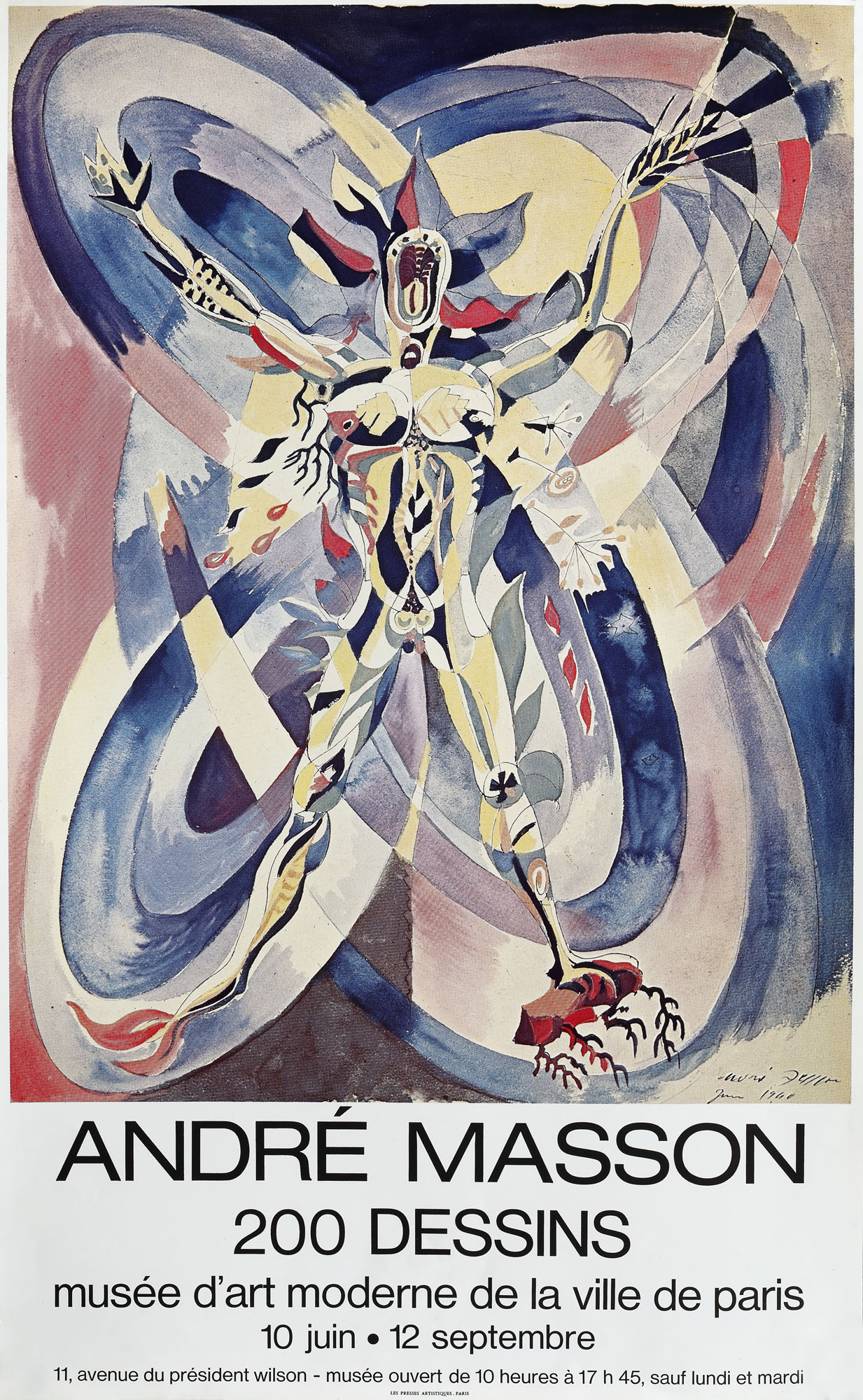 Poster of a André Masson exhibition, from the Museum of Modern Art, Paris