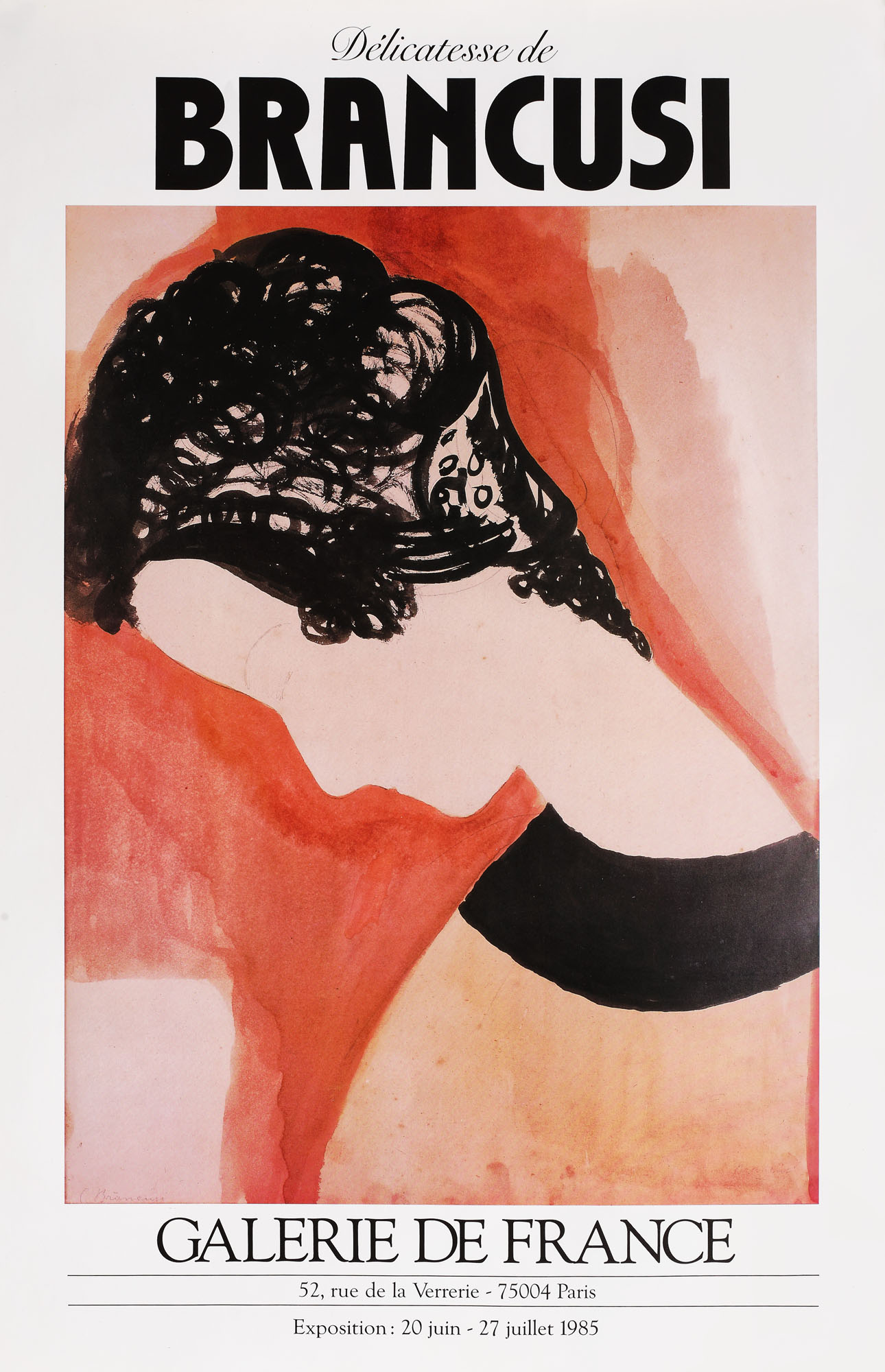 Poster of Delicatesse de Brancusi exhibition, from Galerie de France, Paris, June 20 - July 27, 1985