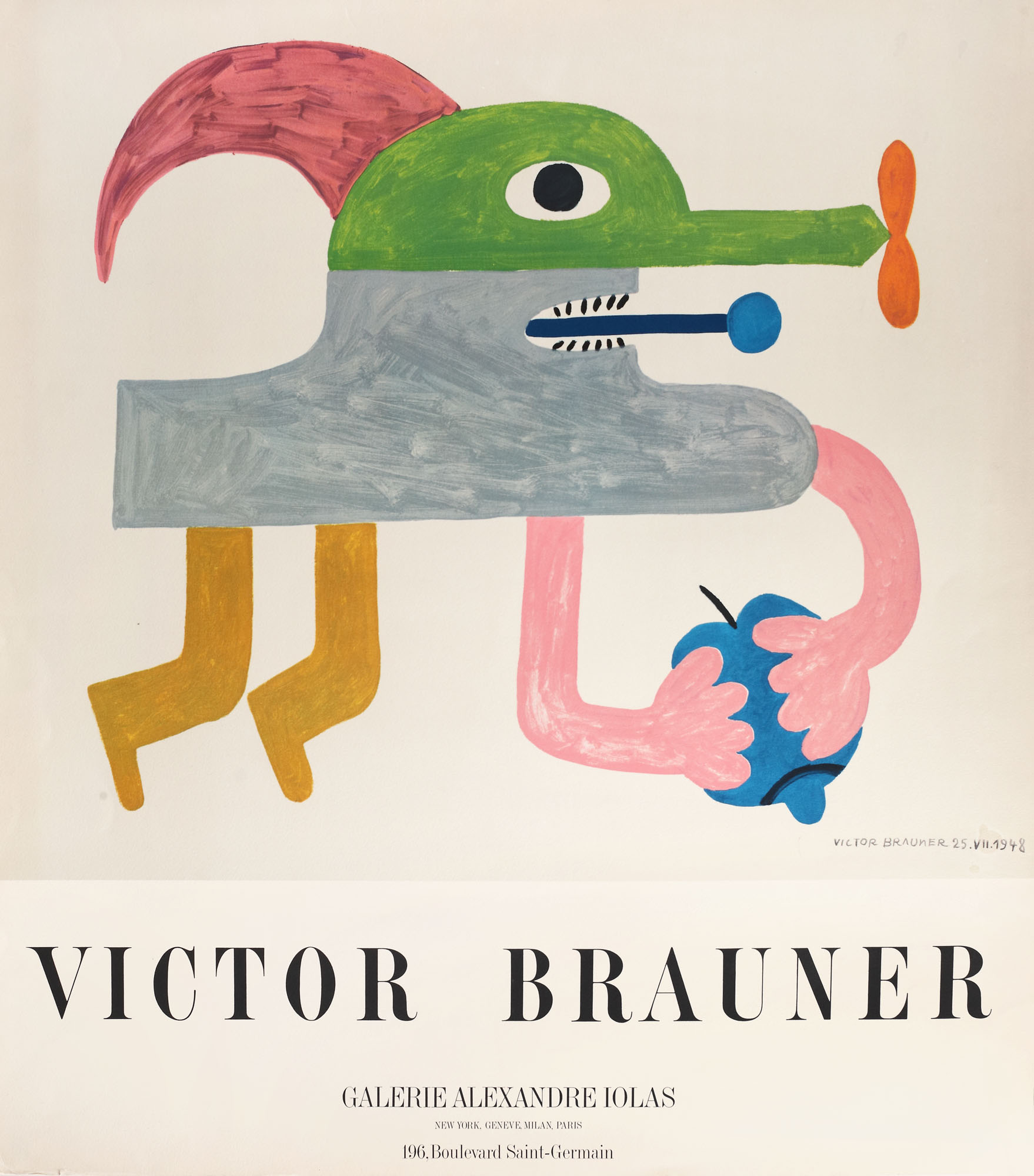 Afișul expoziției Victor Brauner, "Ses Frontieres Noires", la Galeria Alexandre Iolas, Paris, 1970