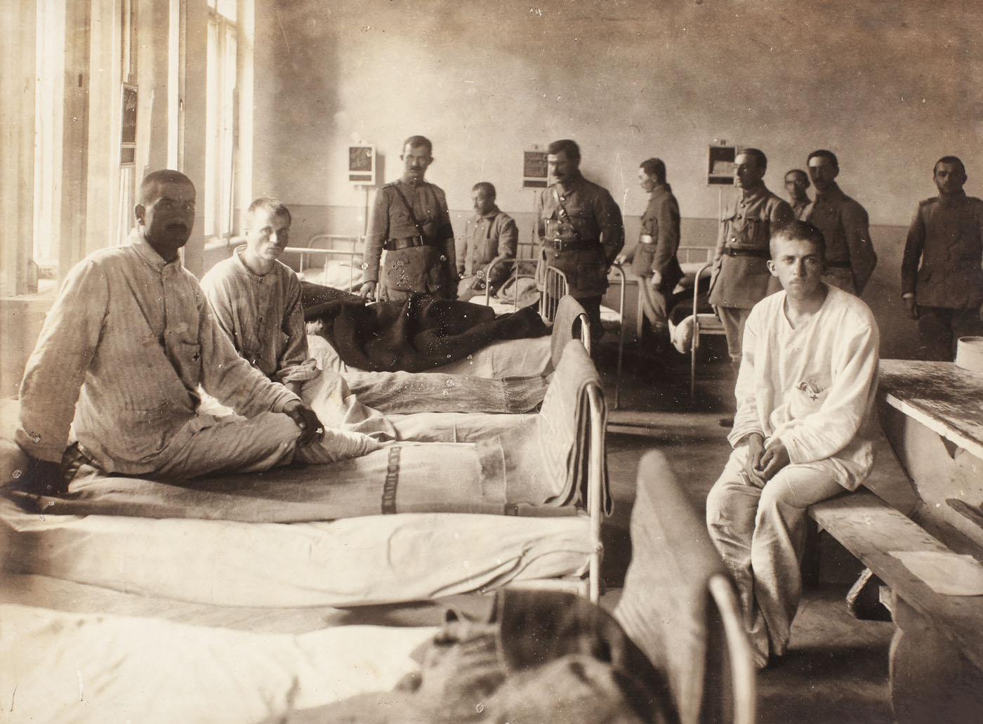 Collectible photograph, with the interior of the Military Hospital in Budapest, which housed the Ambulance of the Romanian division during the occupation of Budapest, 1919