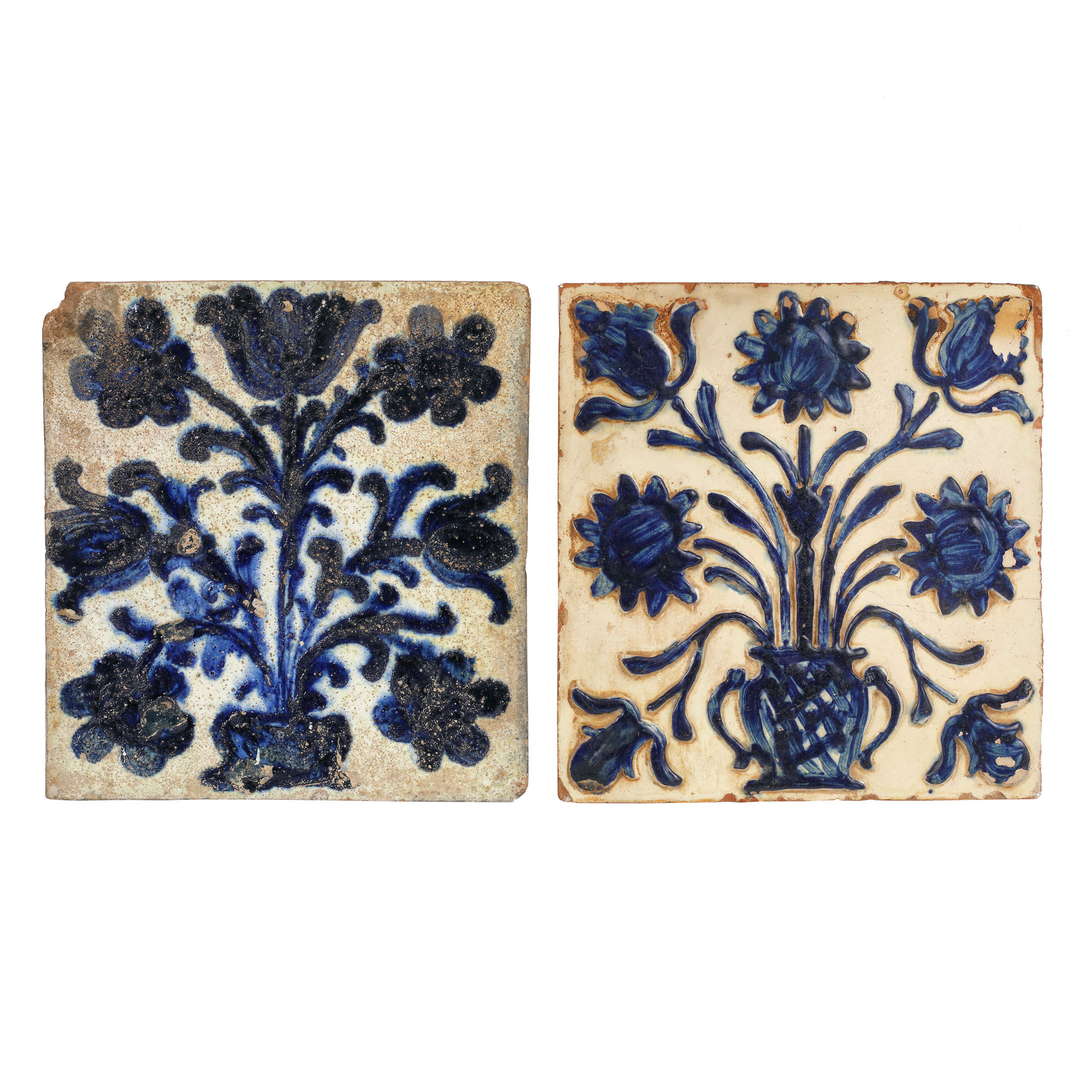 Lot format din două cahle (plăci decorative) din teracotă, Saschiz, sfârșitul sec. XVIII-începutul sec. XIX