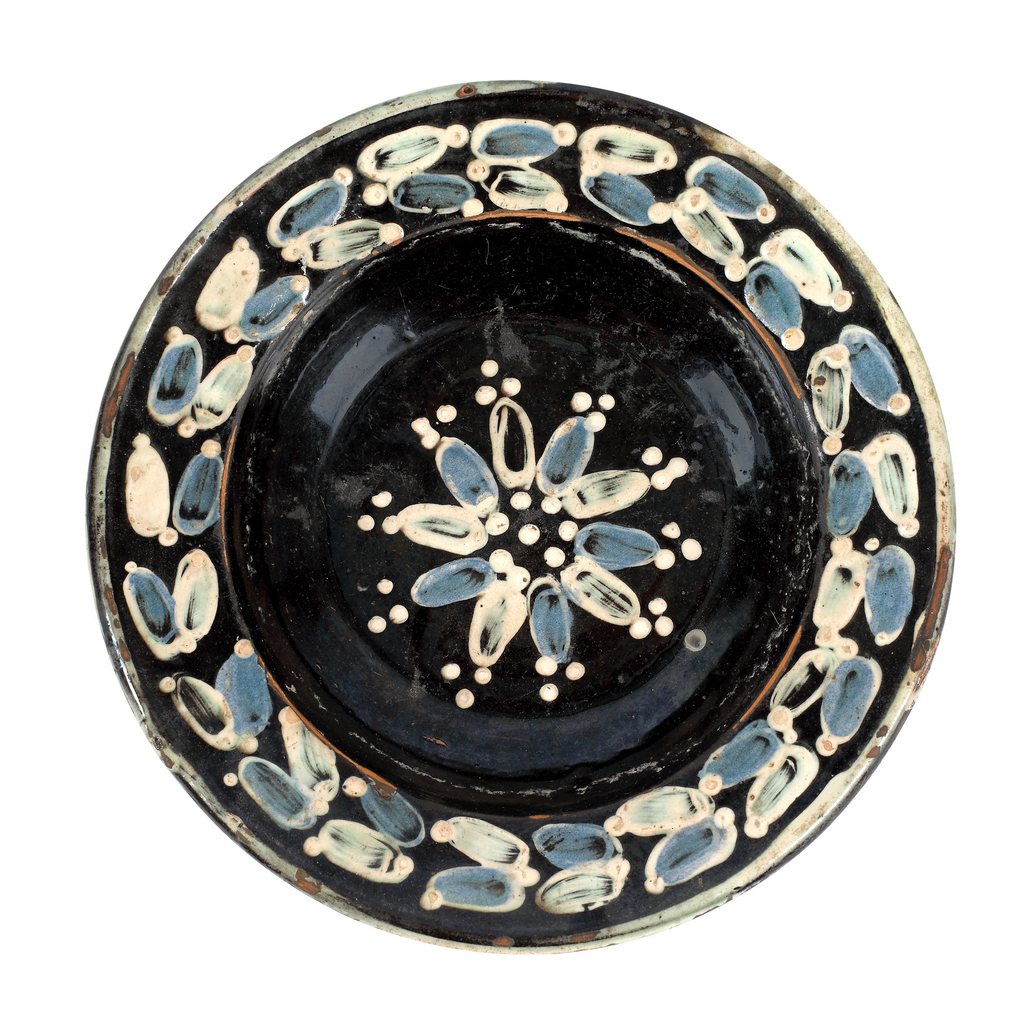 Plate, decorated with stylised floral motifs, Baia Mare, late 19th century