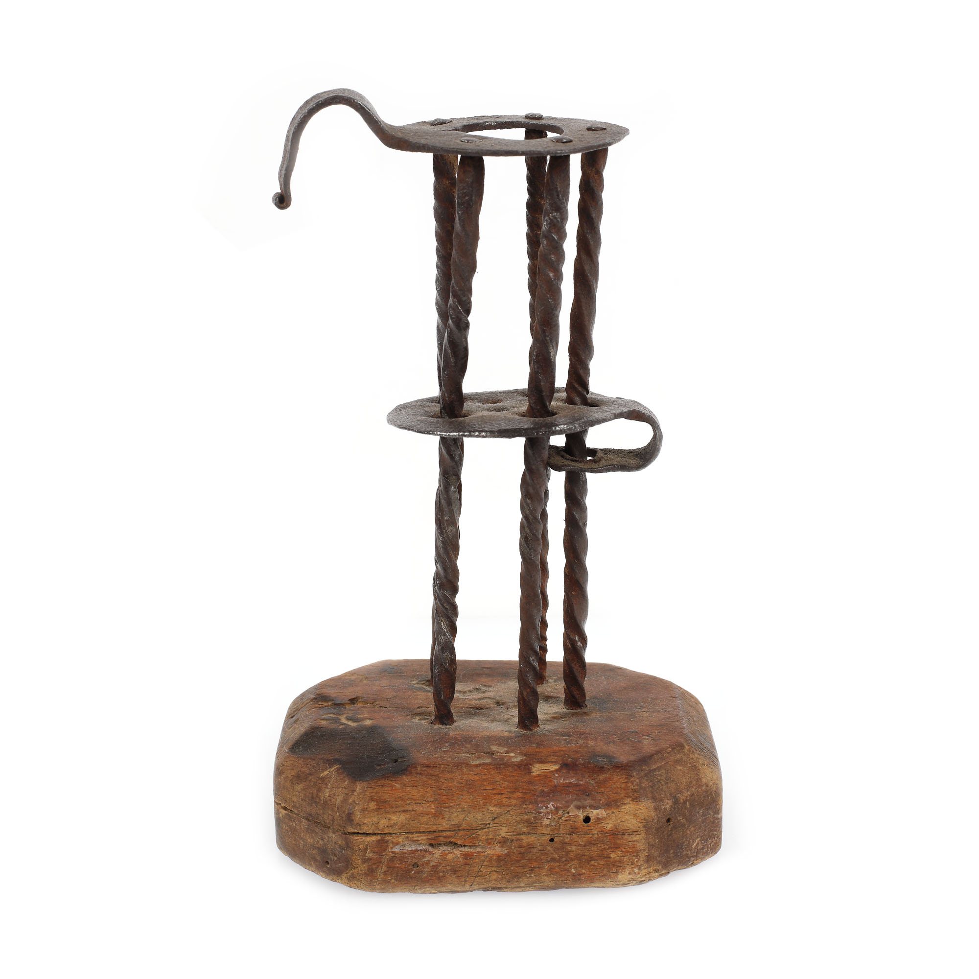 Bronze and wood lamp, possibly early 19th century