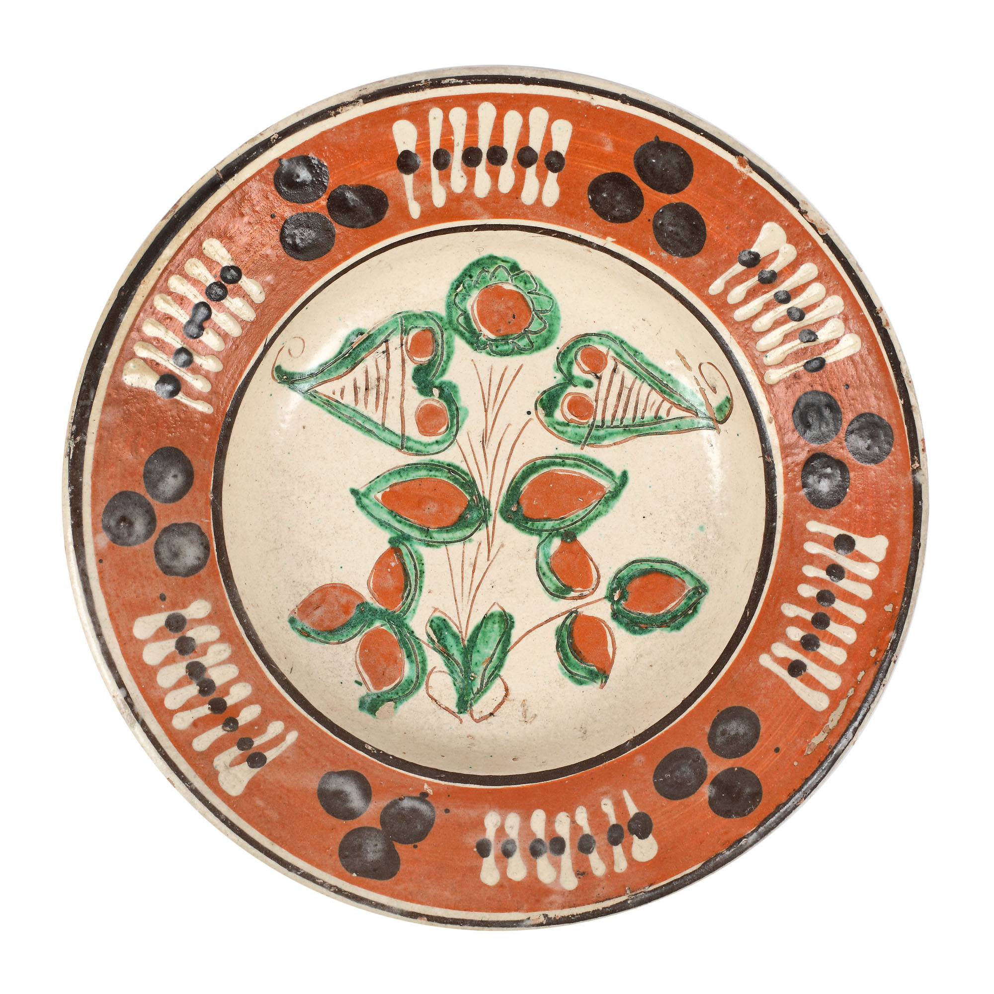 Plate, decorated with floral motifs, Vama-Oas, Maramures, approx. 1920