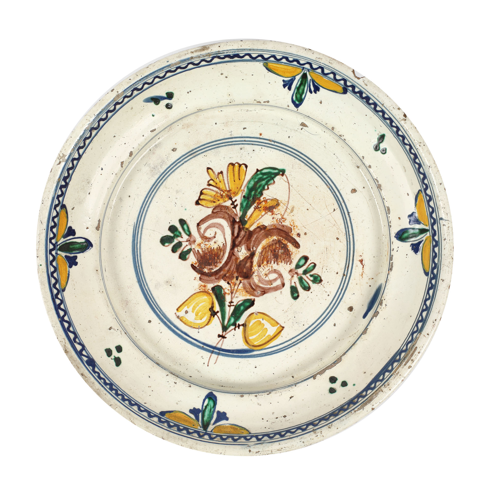 Large plate, decorated with floral-vegetal motifs, Turda, mid-19th century