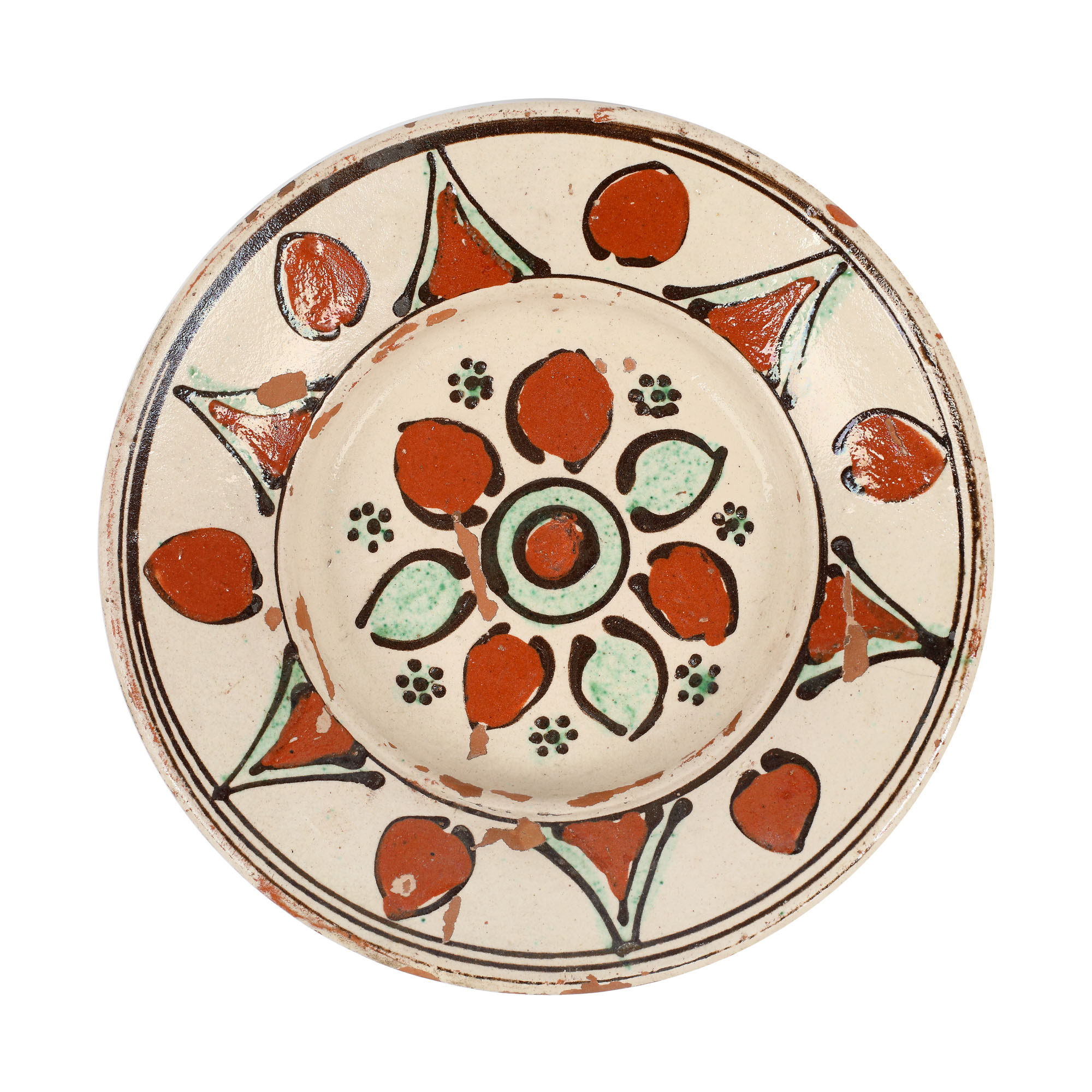 Farfurie decorată cu motive geometrice, Vama-Oaș, Maramureș, cca. 1890-1900