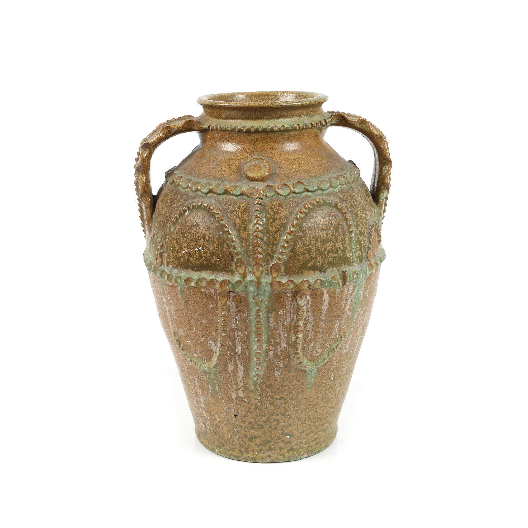 Vas decorativ (chiup) din ceramică, decorat cu motive geometrice, Curtea de Argeș, perioada interbelică