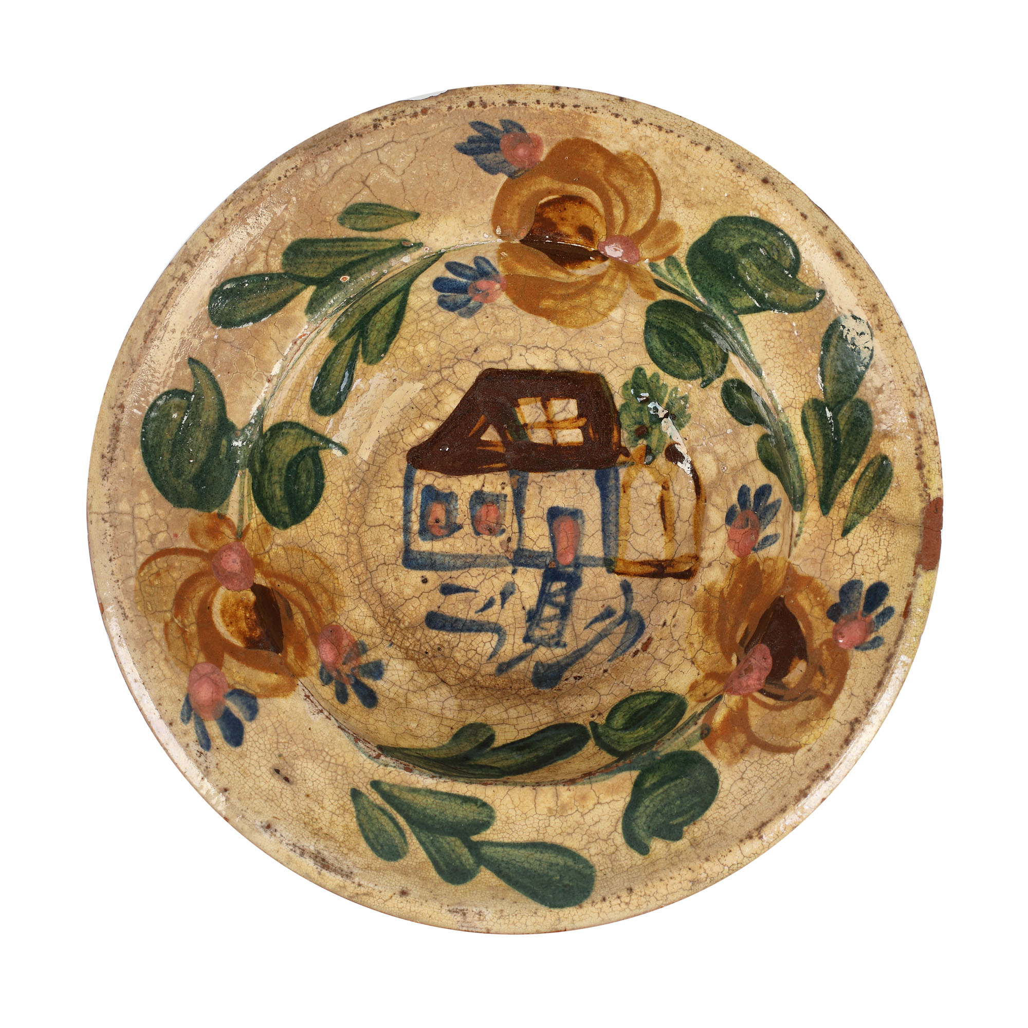 Farfurie decorată cu o căsuță, Târgu Lăpuș, Maramureș, cca. 1920