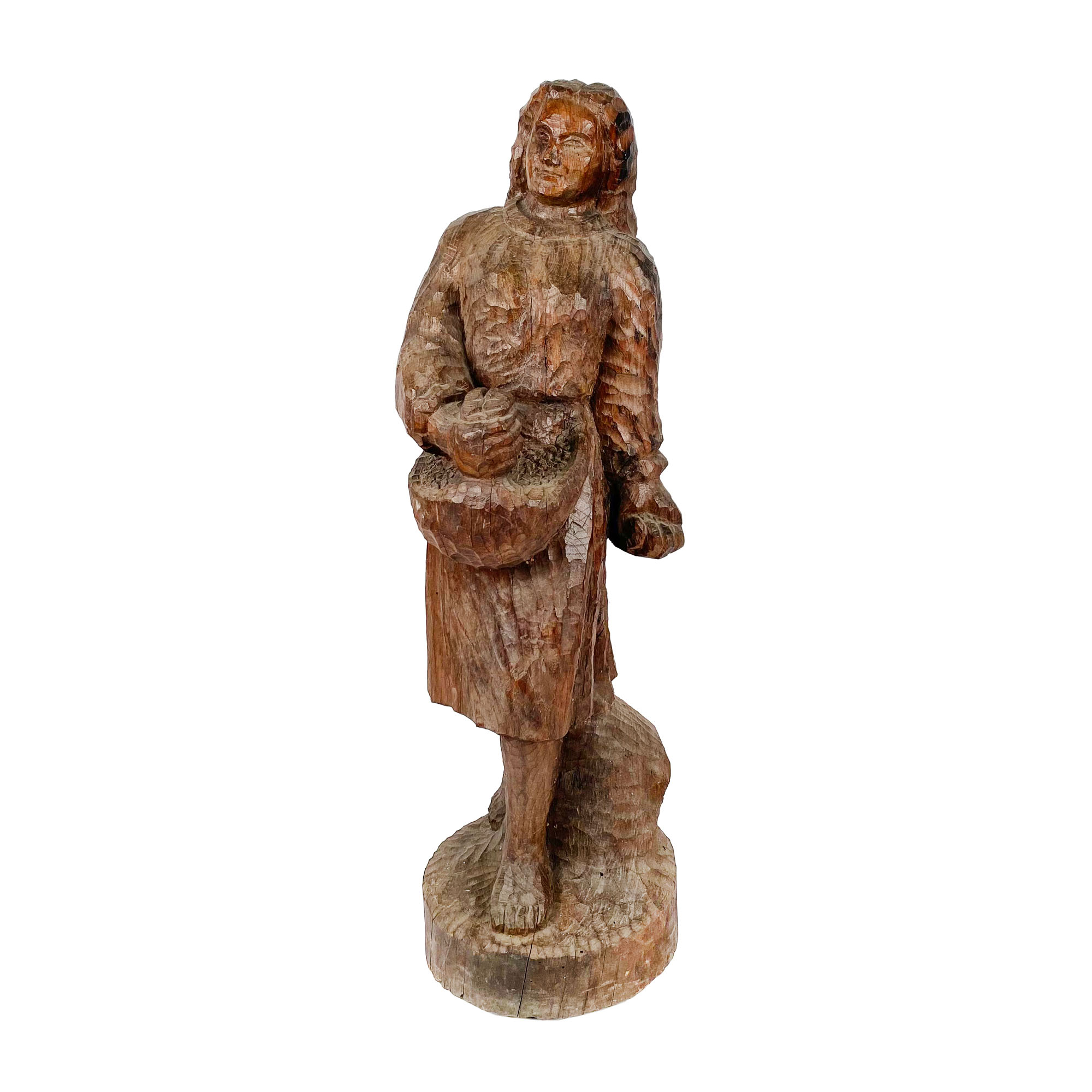 Statuetă populară din lemn, pe tema ”Semănătoarei”