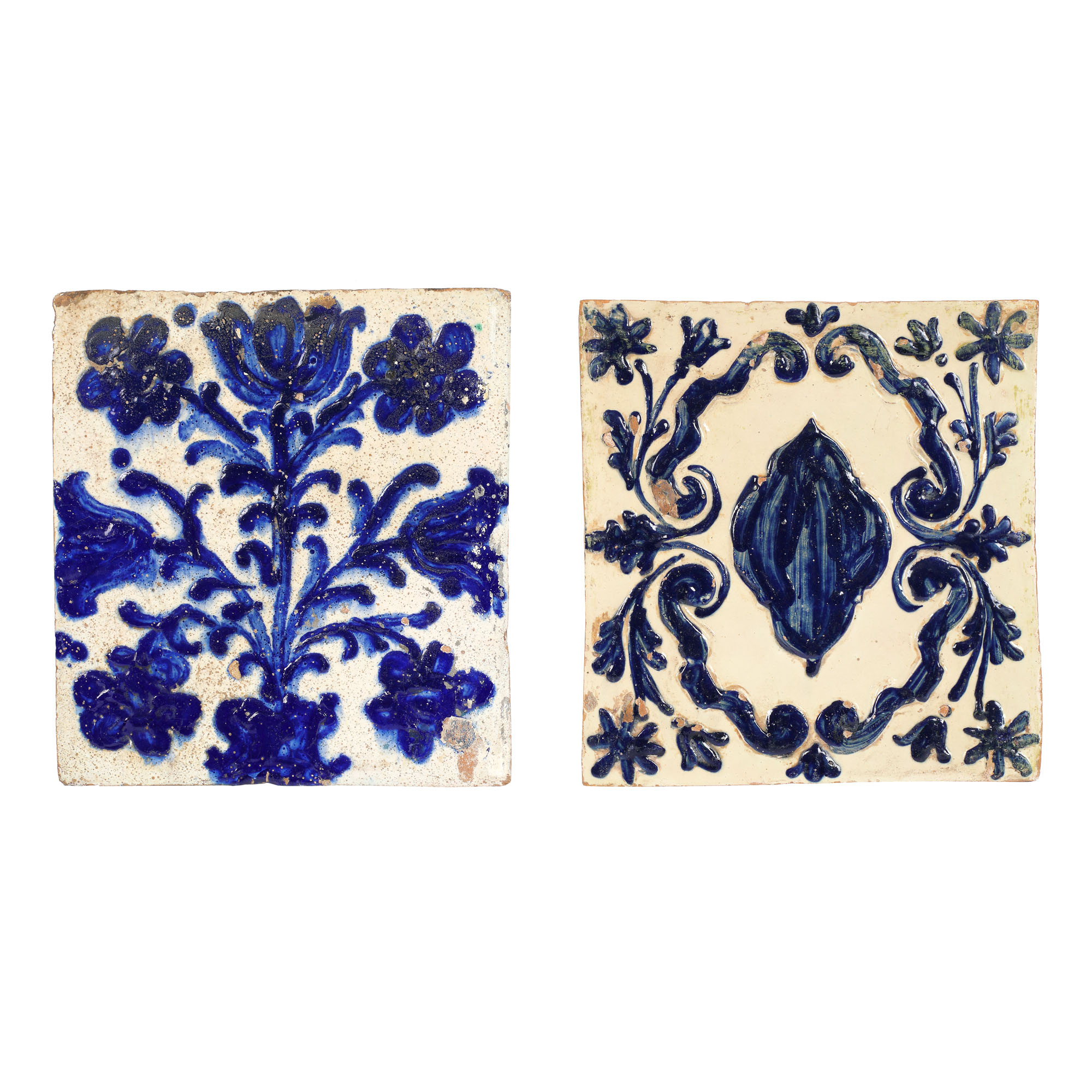 Lot format din două cahle (plăci decorative) din teracotă, Saschiz, începutul sec. XIX