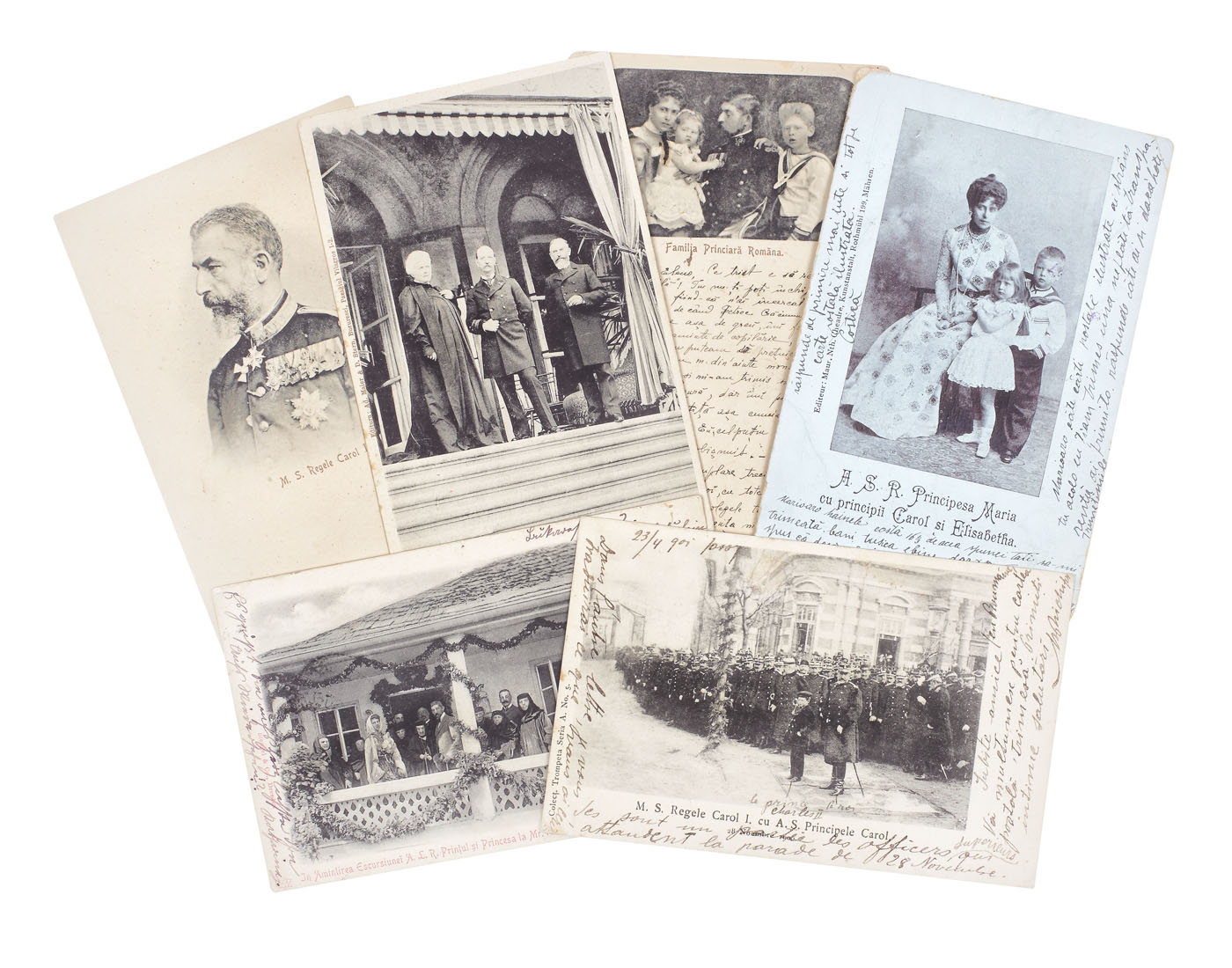 Lot format din șase cărți poștale ilustrând membrii familiilor regale și princiare, sfârşitul sec. XIX