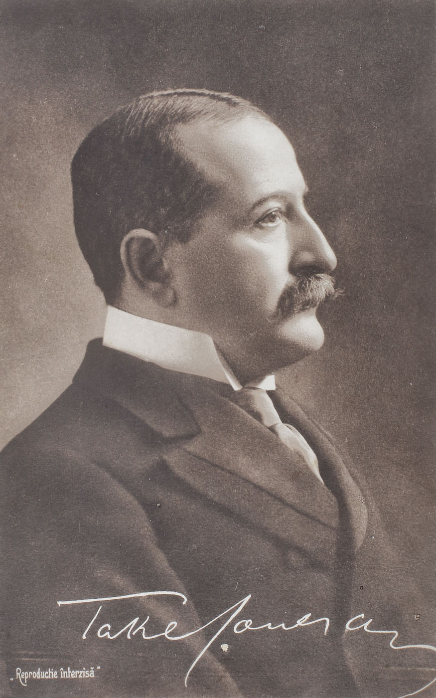 Carte poştală ilustrându-l pe politicianul Take Ionescu, militant al luptei pentru unitatea națională a românilor, cca. 1905