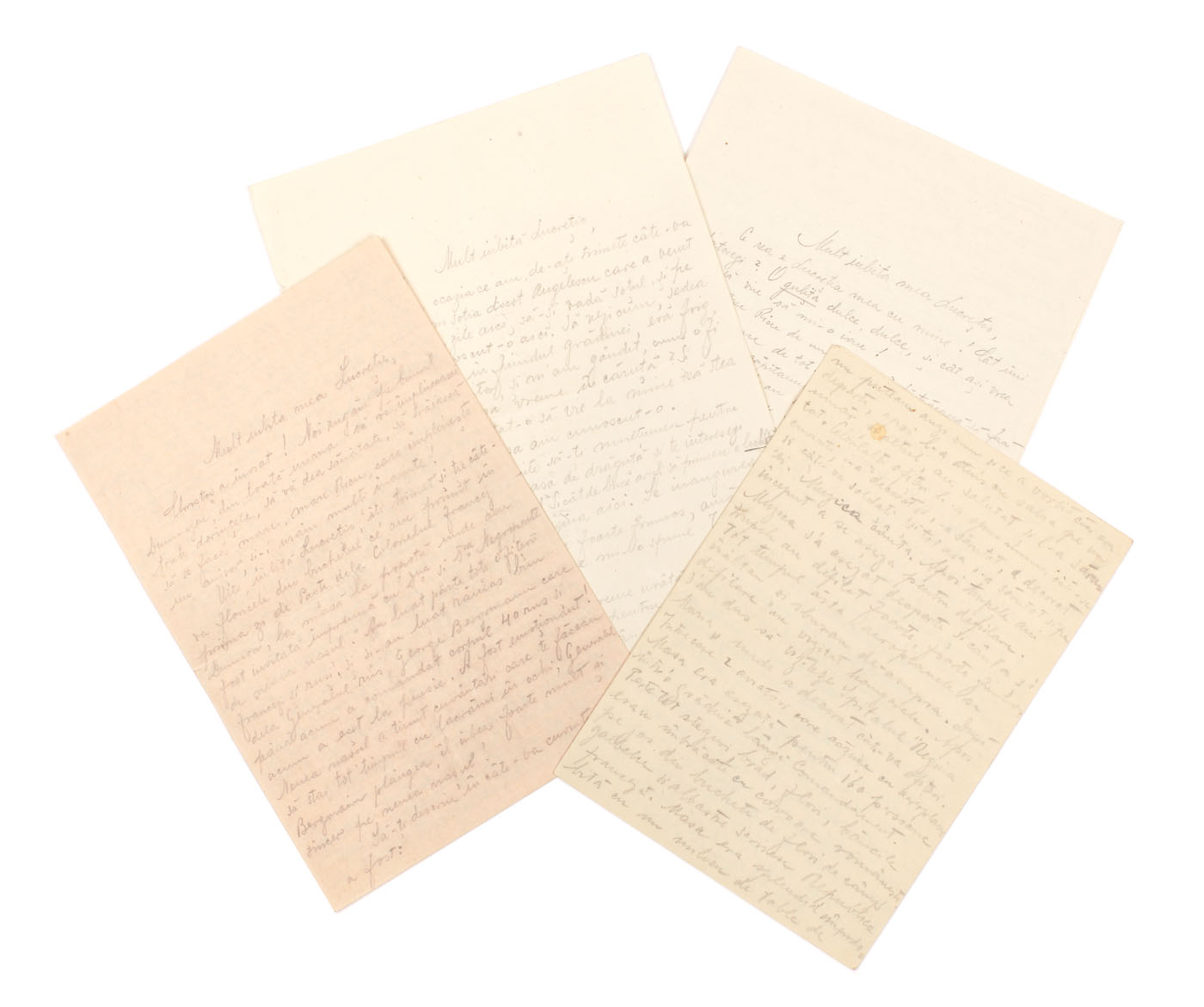Lot format din patru scrisori adresate fiicei generalului Eremia Grigorescu, cca. 1917