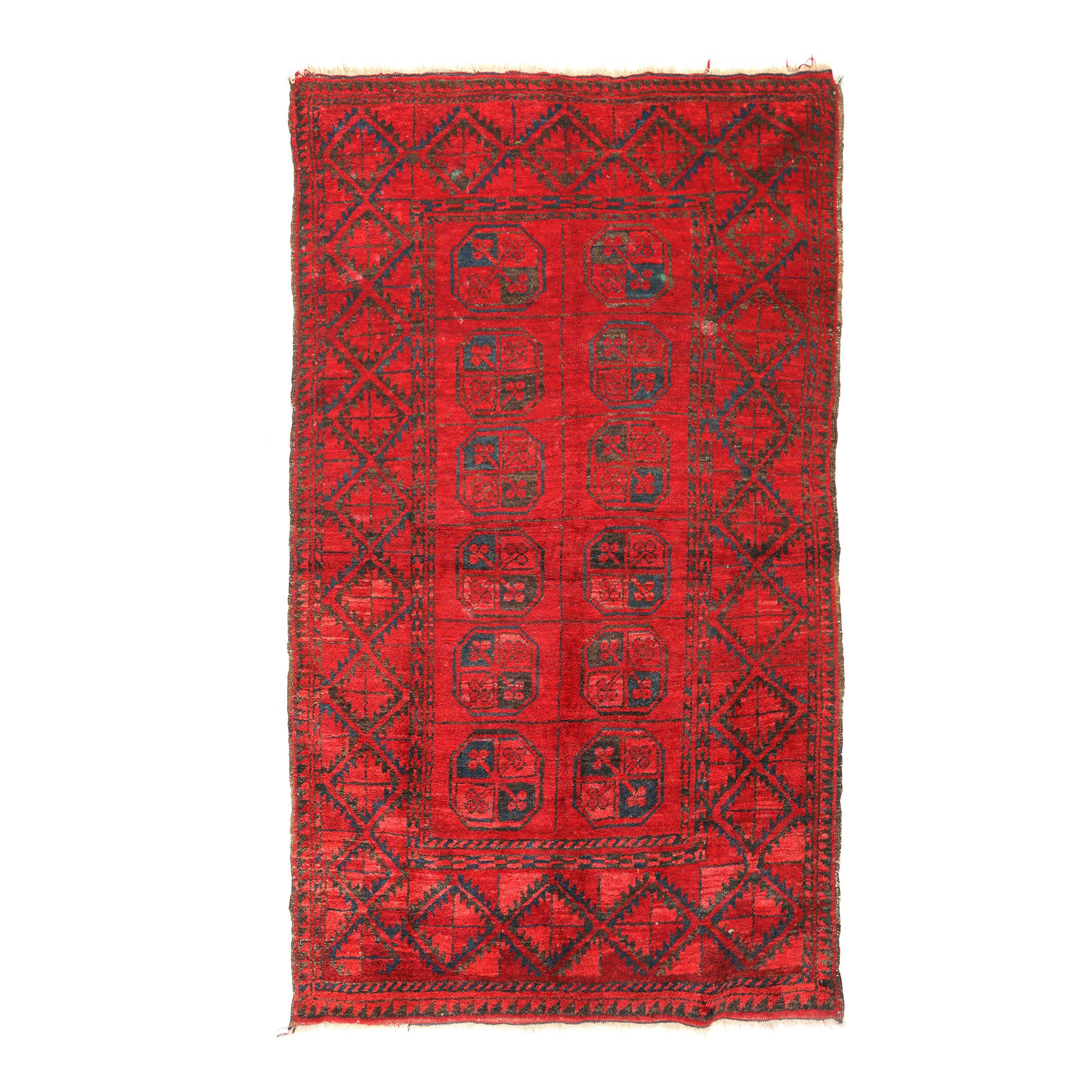 Covor Tekke din lână, decorat cu medalioane specifice, Turkmenistan, cca. 1930