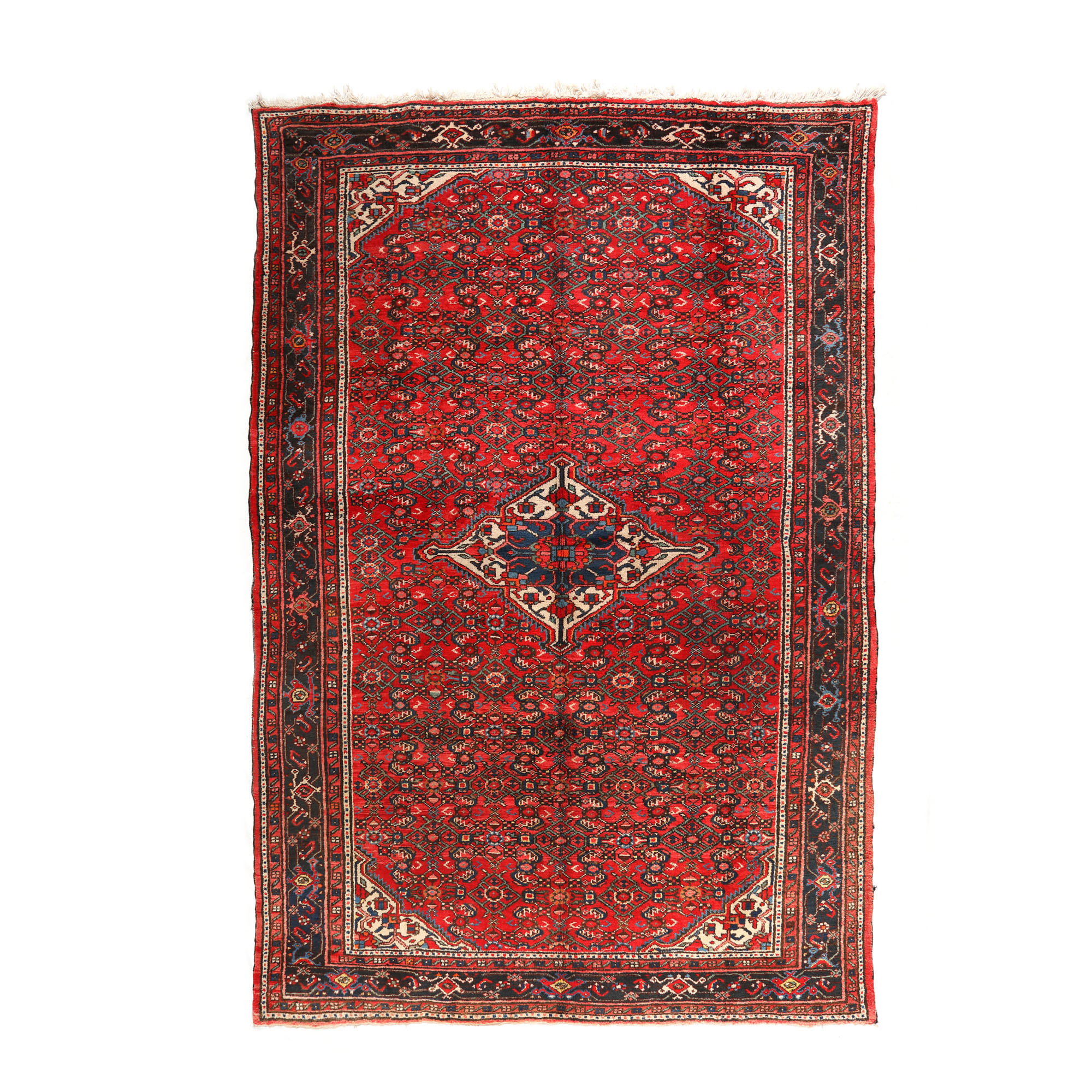 Covor Luri din lână și bumbac, decorat cu medalion central și motive geometrice stilizate, Iran