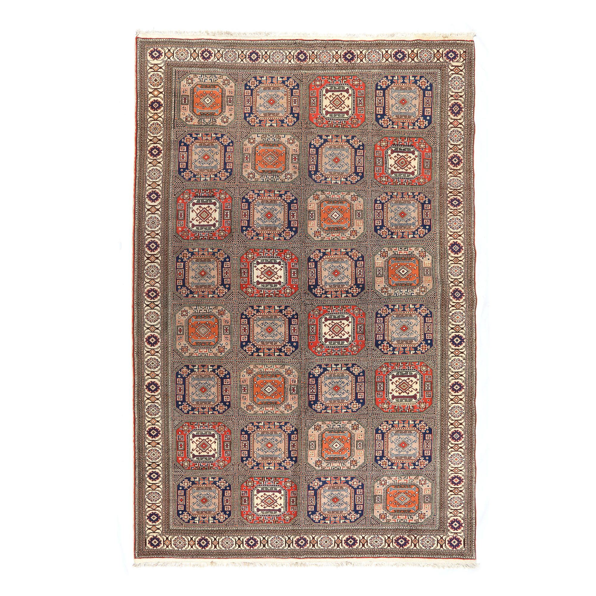 Buhara wool rug, decorated with tarantulas and other elaborate geometric motifs, Pakistan