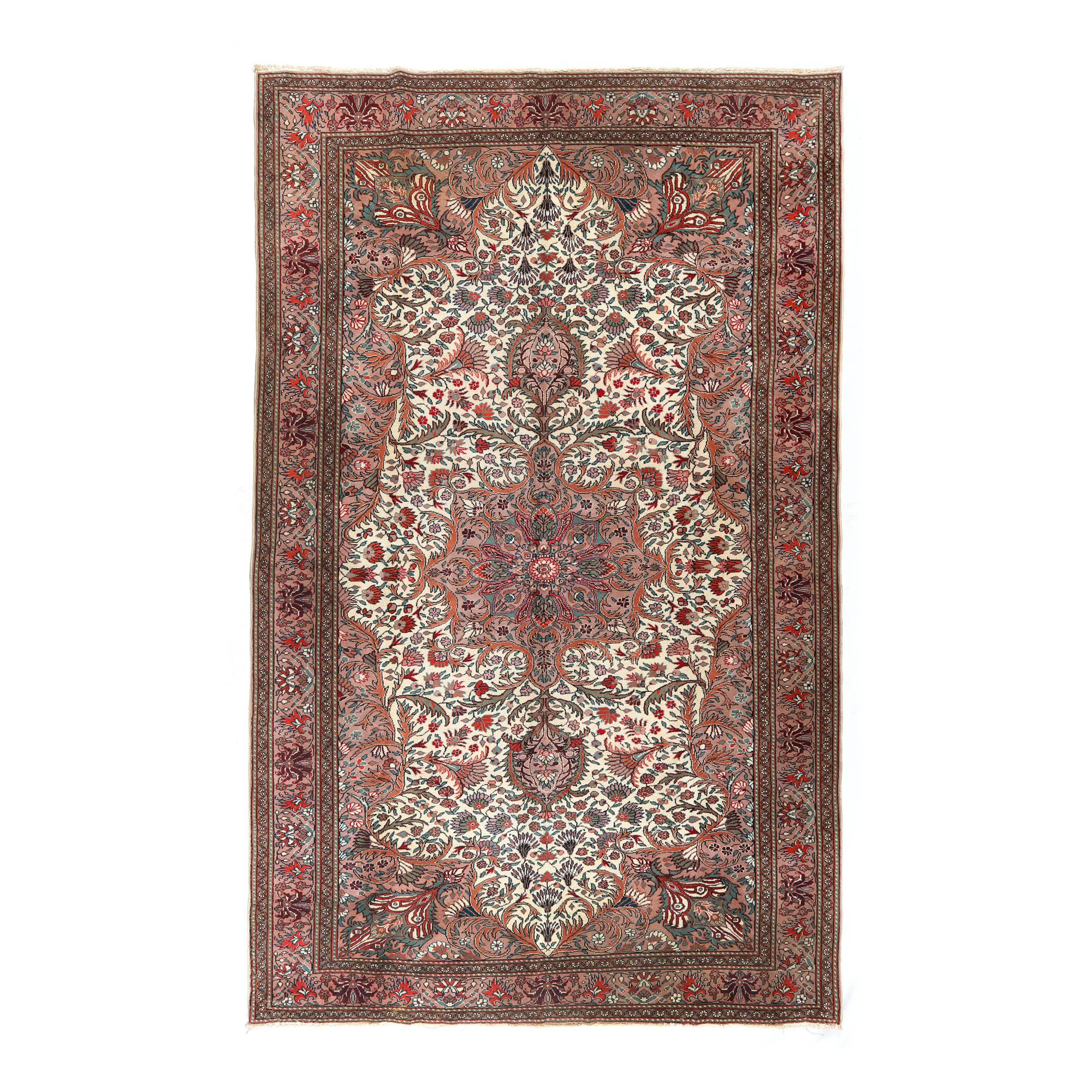 Isfahan wool and cotton rug, richly decorated with floral motifs, Iran