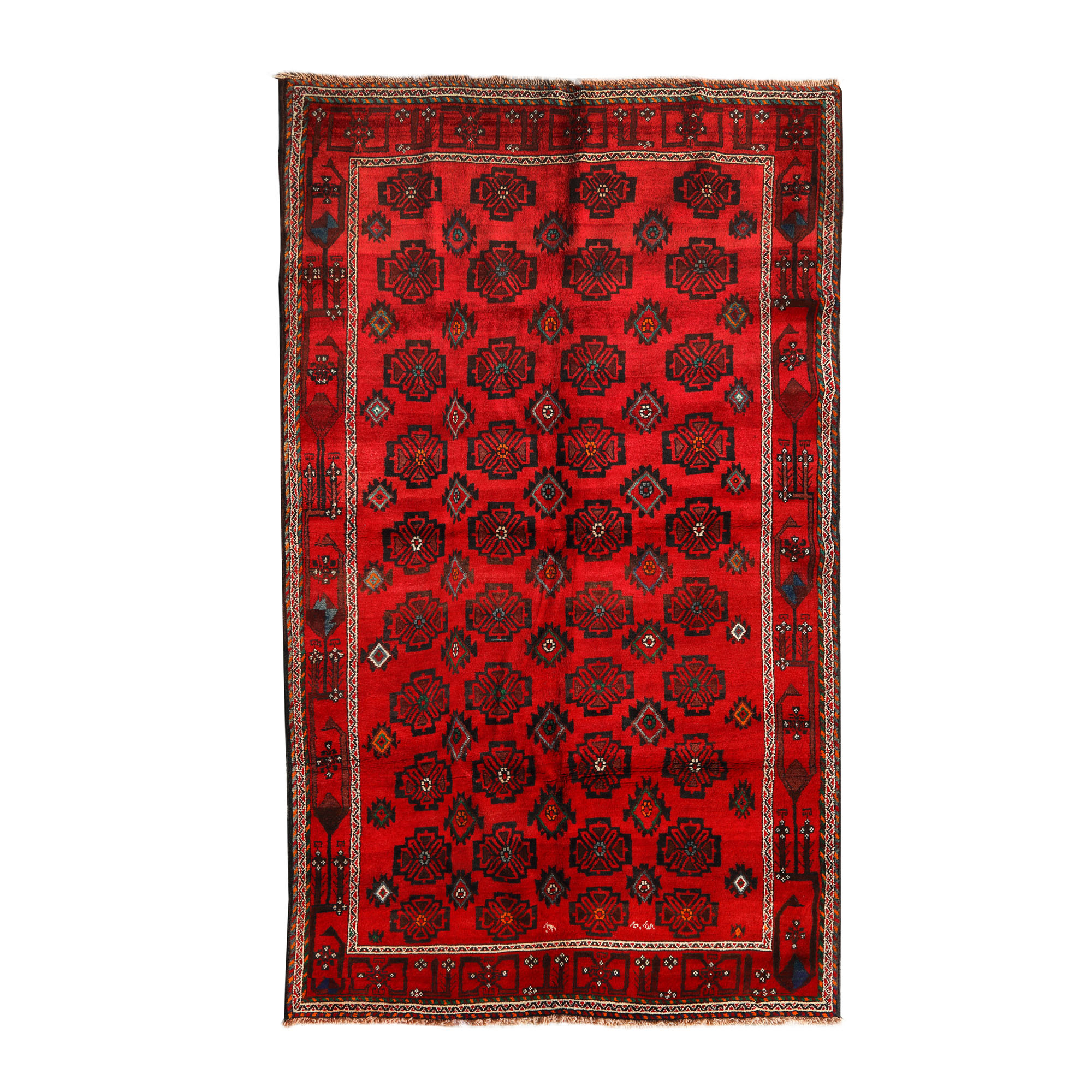 Balouch wool rug, decorated with stylised floral motifs, Iran