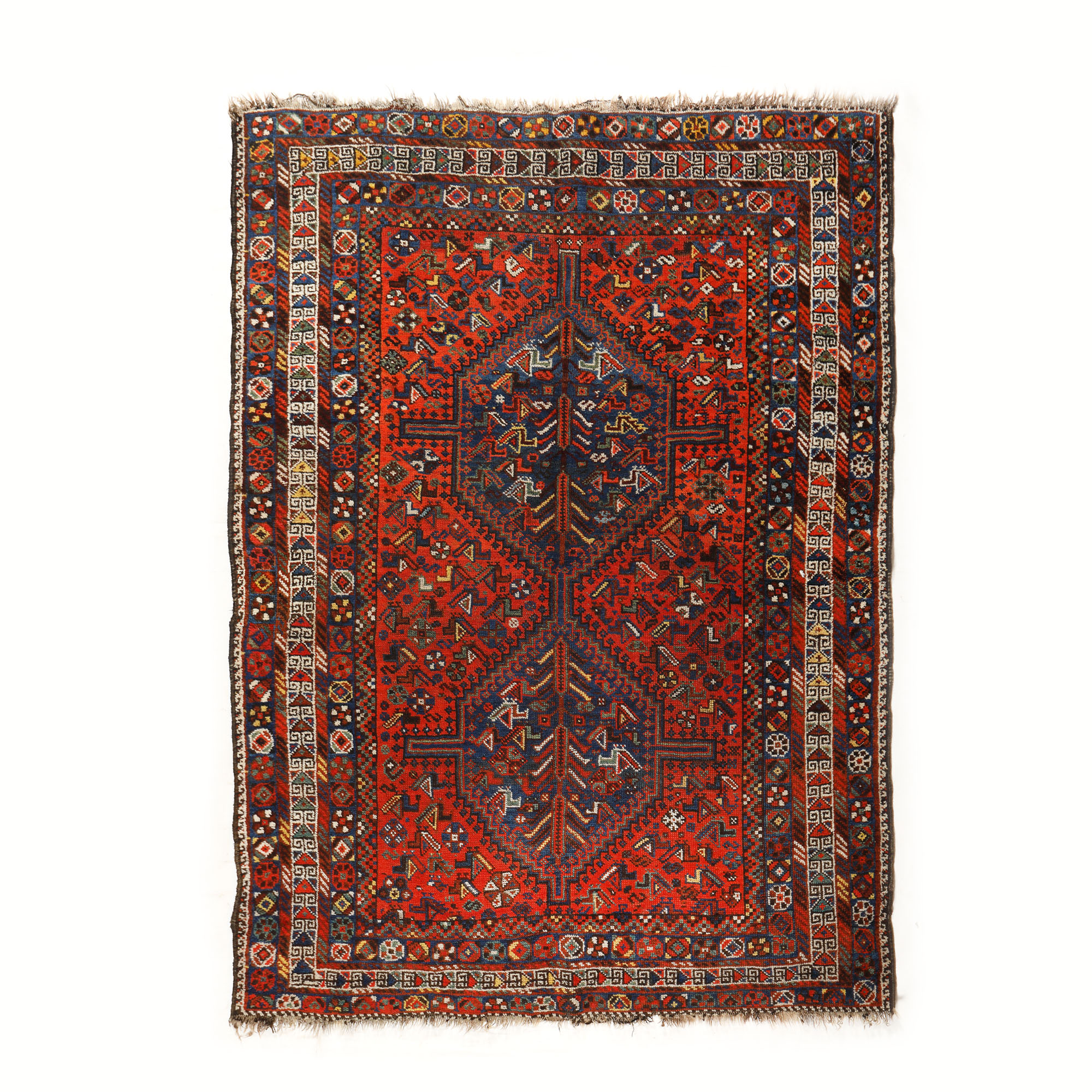 Rar covor Khamseh din lână, decorat cu motive avimorfe, cca. 1850, piesă muzeală, de colecție