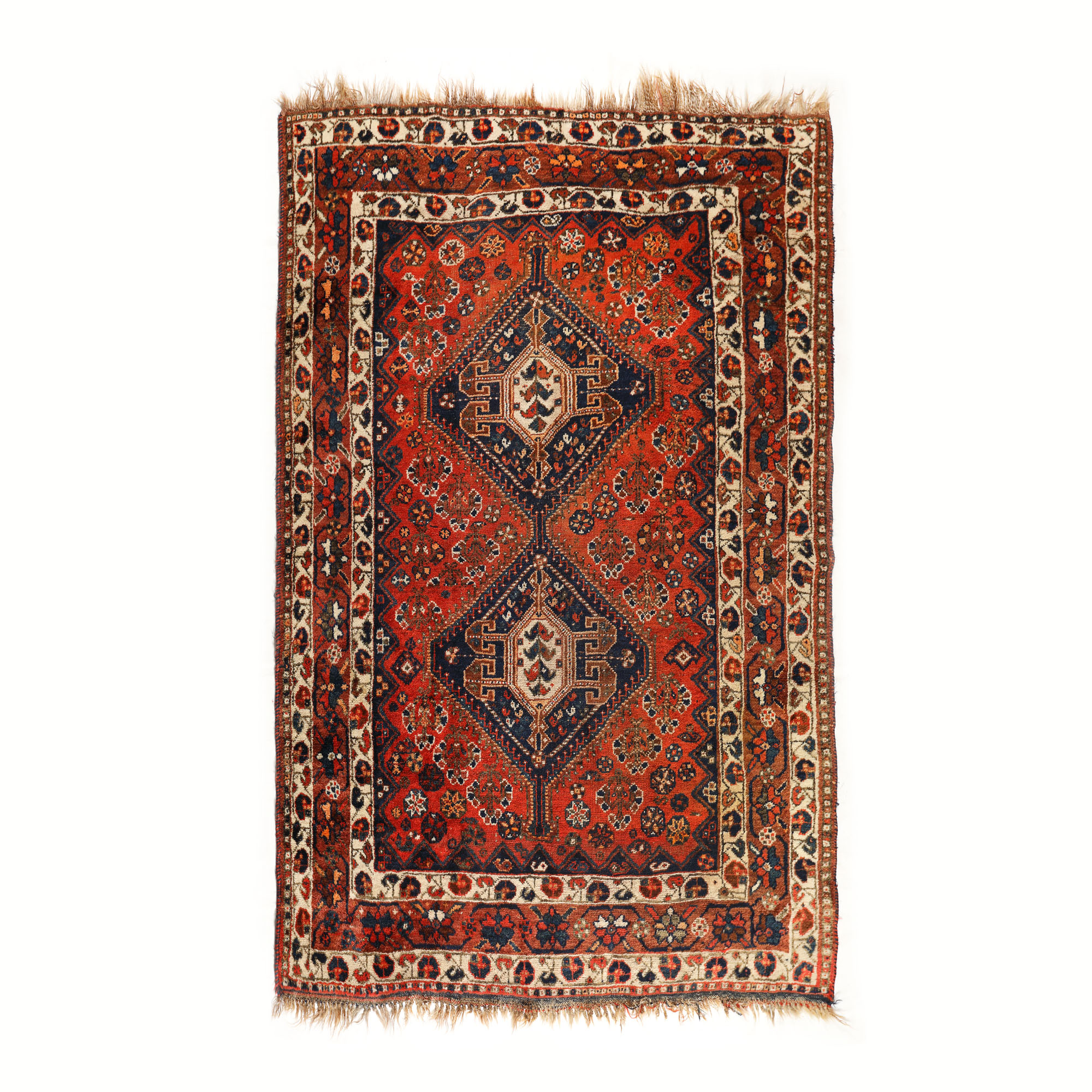 Covor Shiraz din lână, decorat cu motive tribale, Iran, 1920