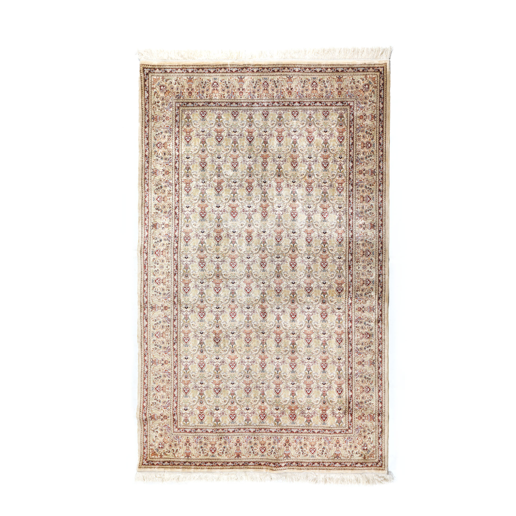 Excepțional covor Isfahan din mătase, posibil atelier Seirafian, decorat cu motive florale, Iran