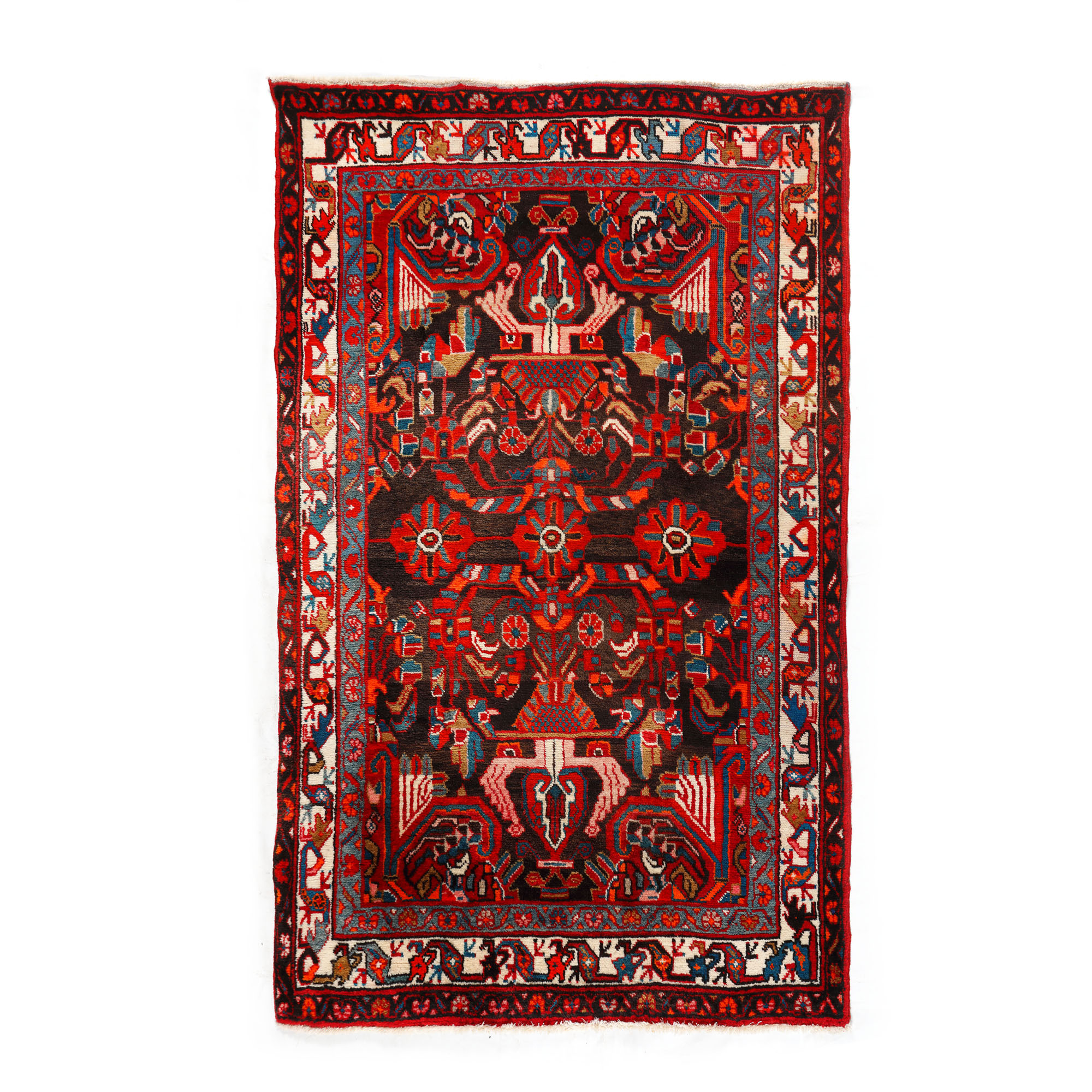 Covor Seychour Wagireh din lână, decorat cu motivul pomului vieții și palmete florale, sudul Caucazului, cca. 1900, piesă de colecție