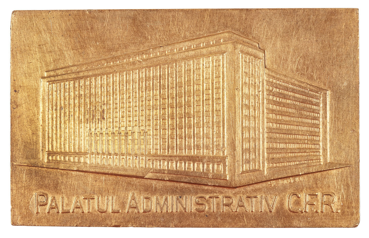Plachetă ”Palatul administrativ CFR”, gravor Ştefan Iordan, 1939