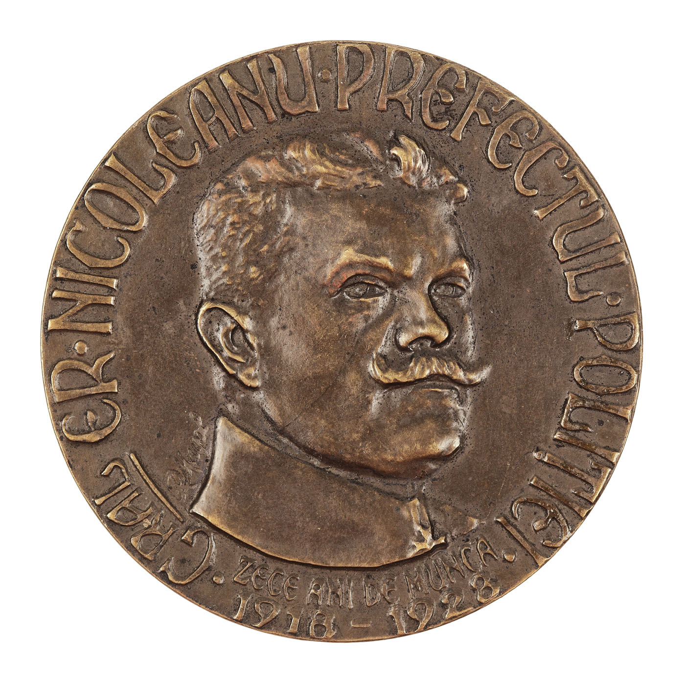 Medalie dedicată generalului Eraclie Nicoleanu, gravor R. Mayol, 1928