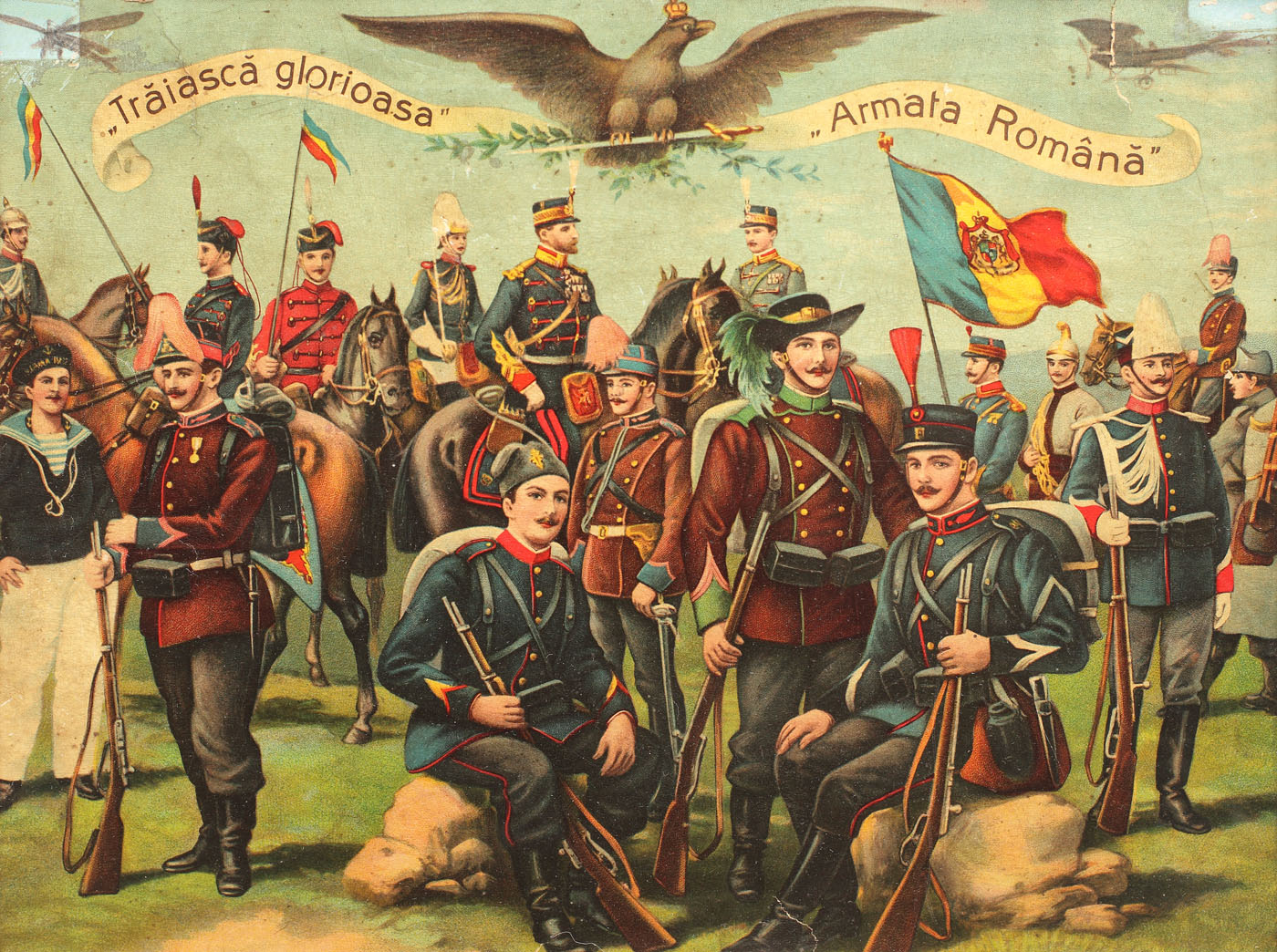 Cromolitografie "Trăiască glorioasa Armată Română"