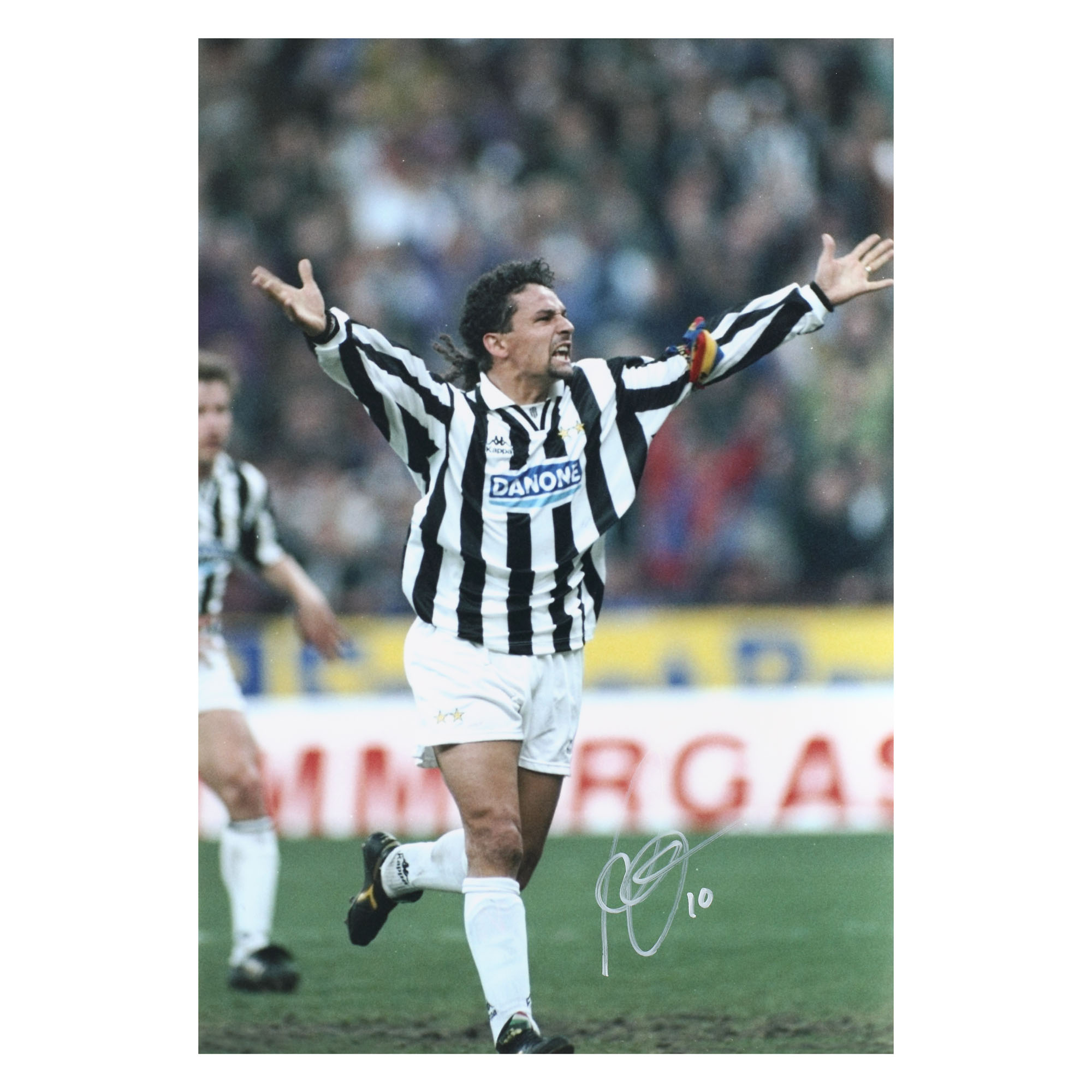 Fotografie ilustrându-l pe Roberto Baggio, cu semnătura olografă și certificat de autenticitate