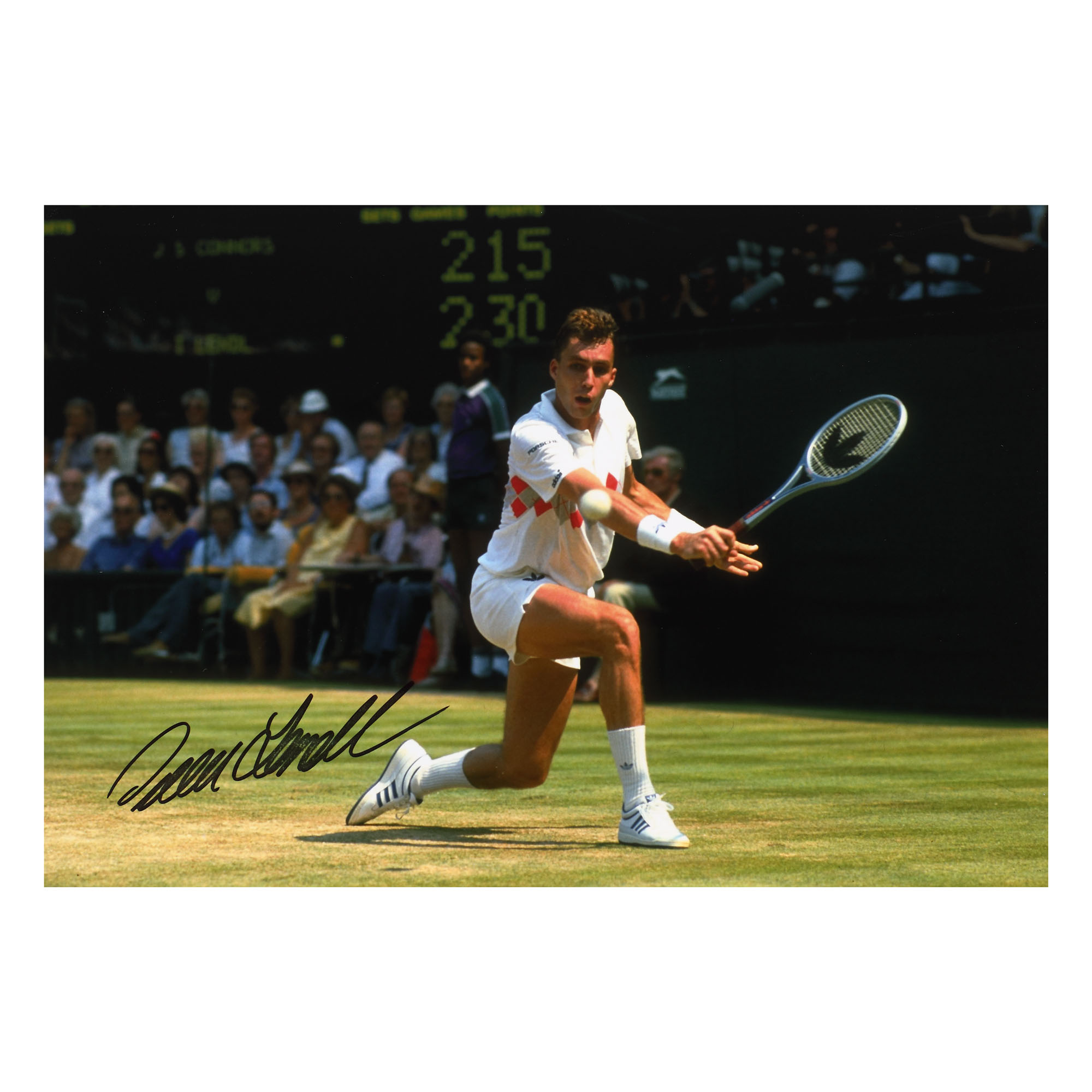 Fotografie ilustrându-l pe Ivan Lendl, cu semnătura olografă și certificat de autenticitate