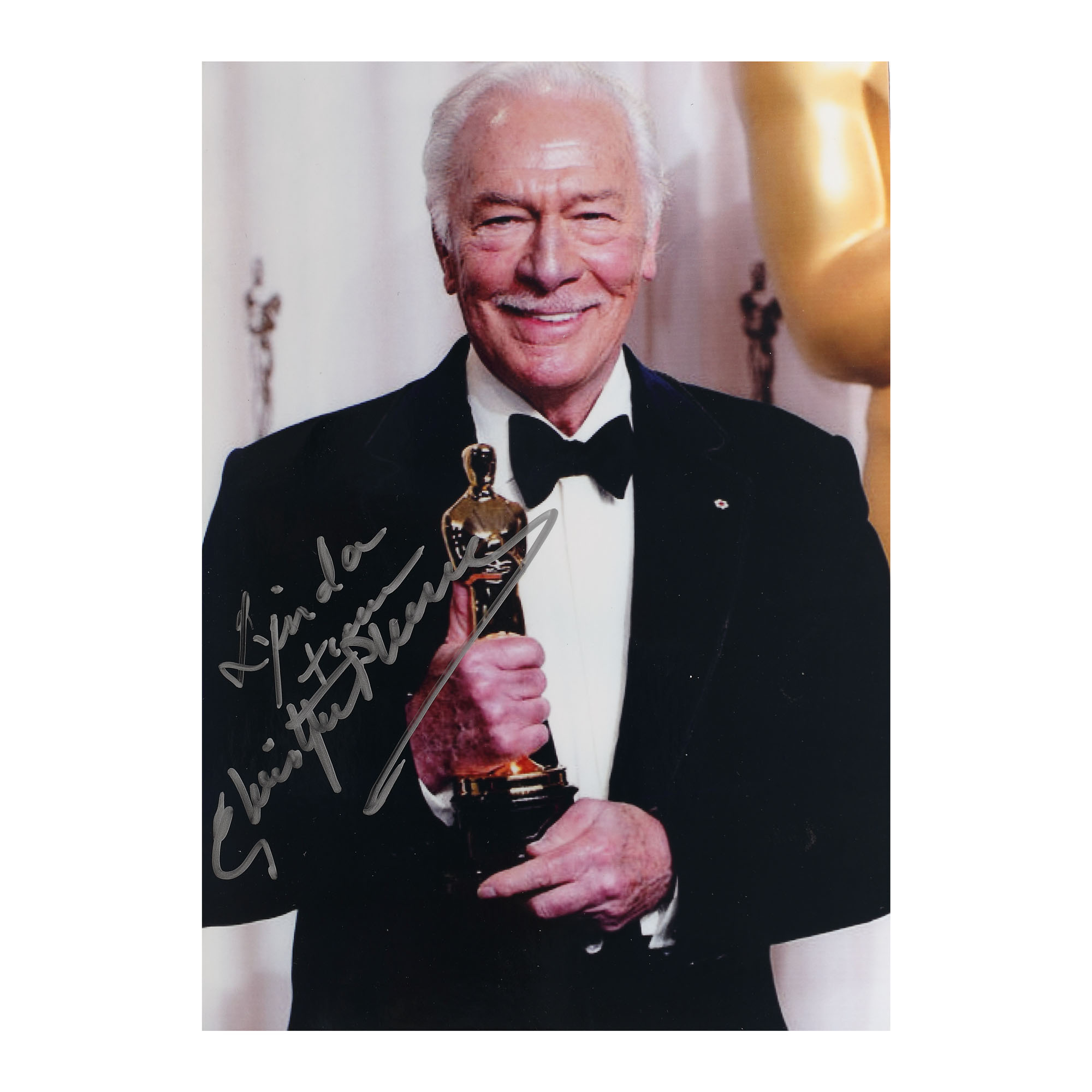 Fotografie ilustrându-l pe actorul Christopher Plummer, la Gala Premiilor Oscar, cu semnătura olografă și certificat de autenticitate