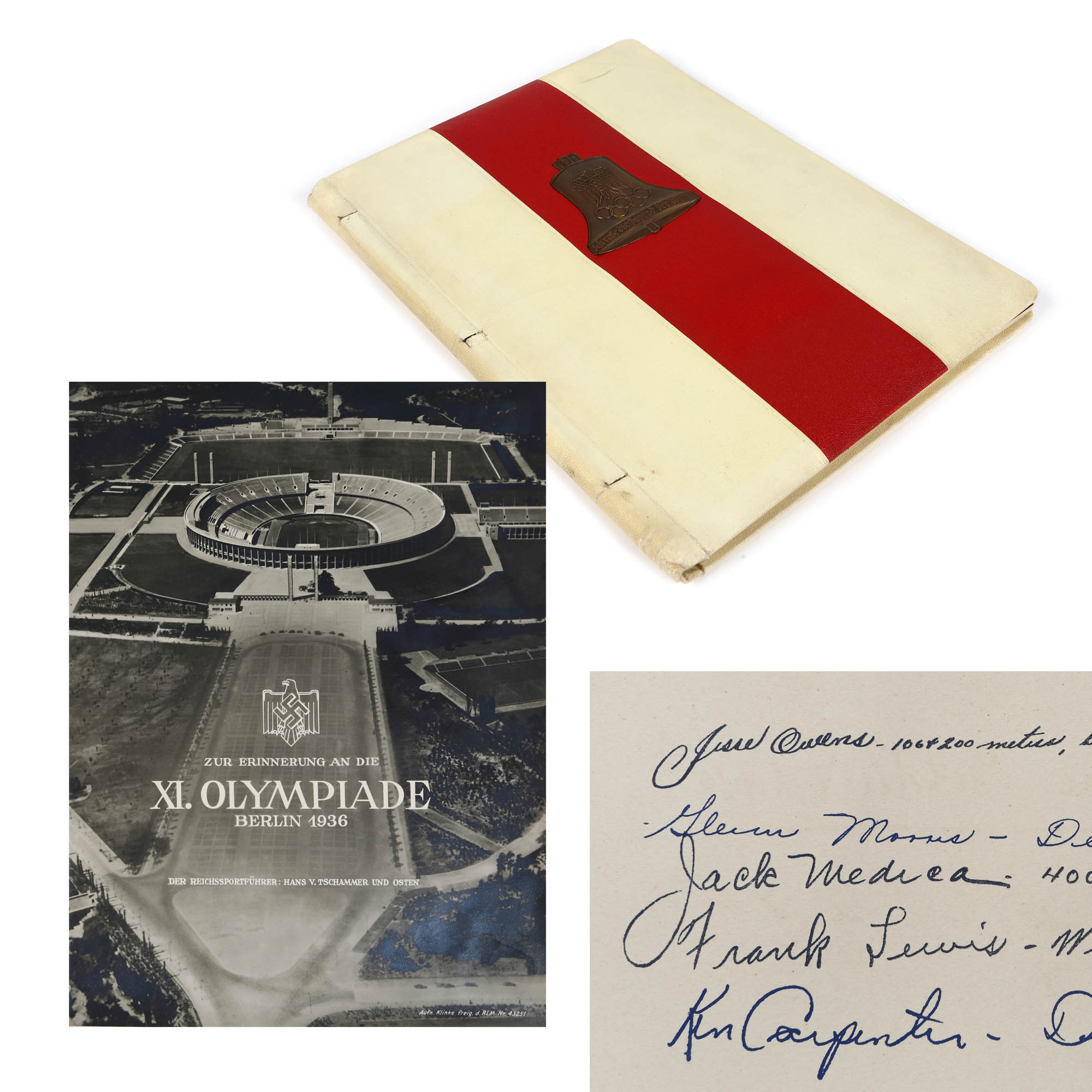 Albumul Olimpiadei de la Berlin din 1936, cu autografele lui Jesse Owens (câștigător a patru medalii de aur) și 45 de sportivi medaliați la această Olimpiadă